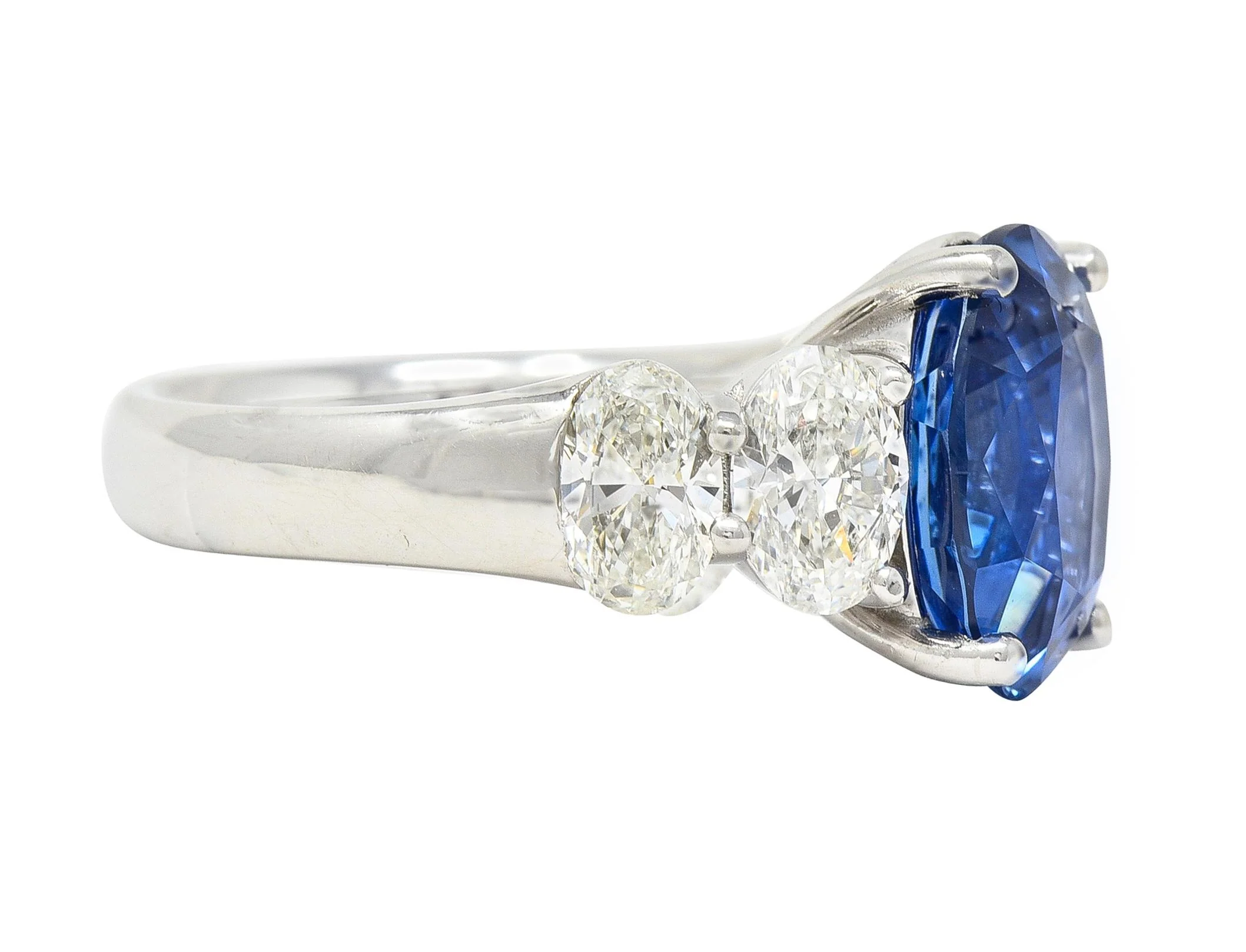 JB Star 7.15 CTW Ceylon Sapphire Diamond Platinum Five Stone Ring GIA - Image 4