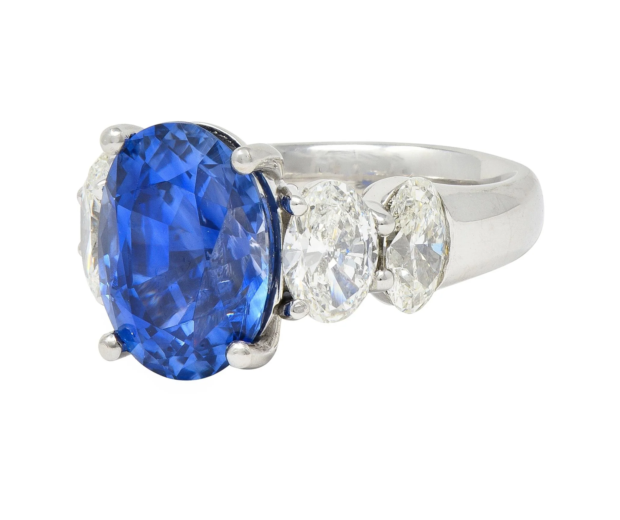 JB Star 7.15 CTW Ceylon Sapphire Diamond Platinum Five Stone Ring GIA - Image 7