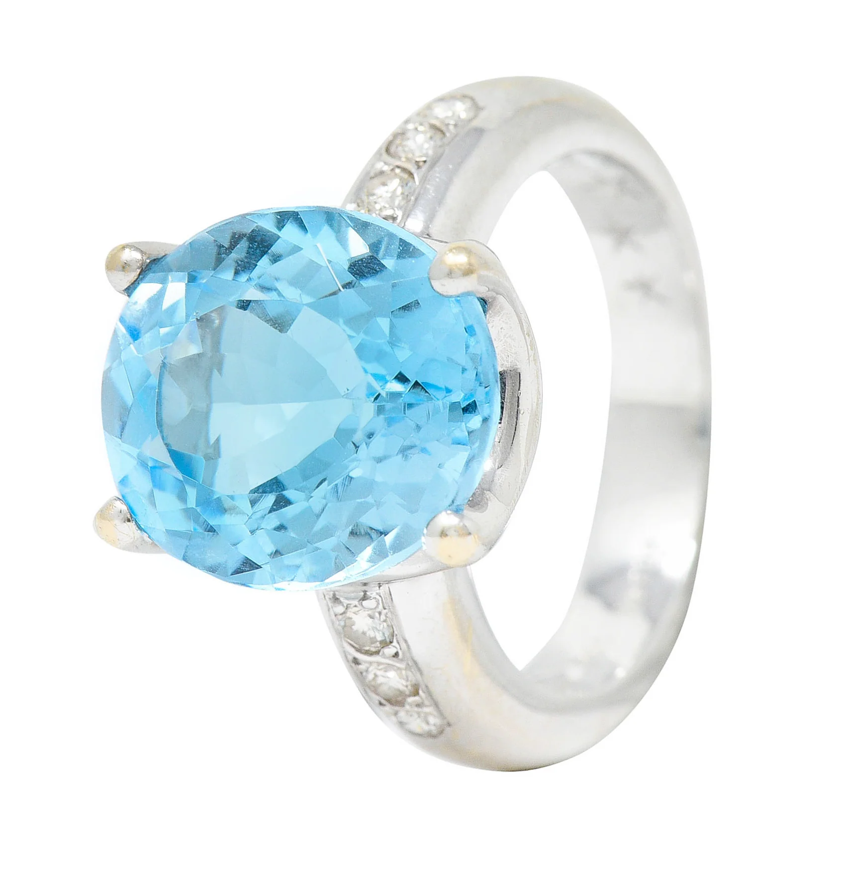 JB Star Blue Topaz Diamond 18 Karat White Gold Gemstone Ring - Image 12