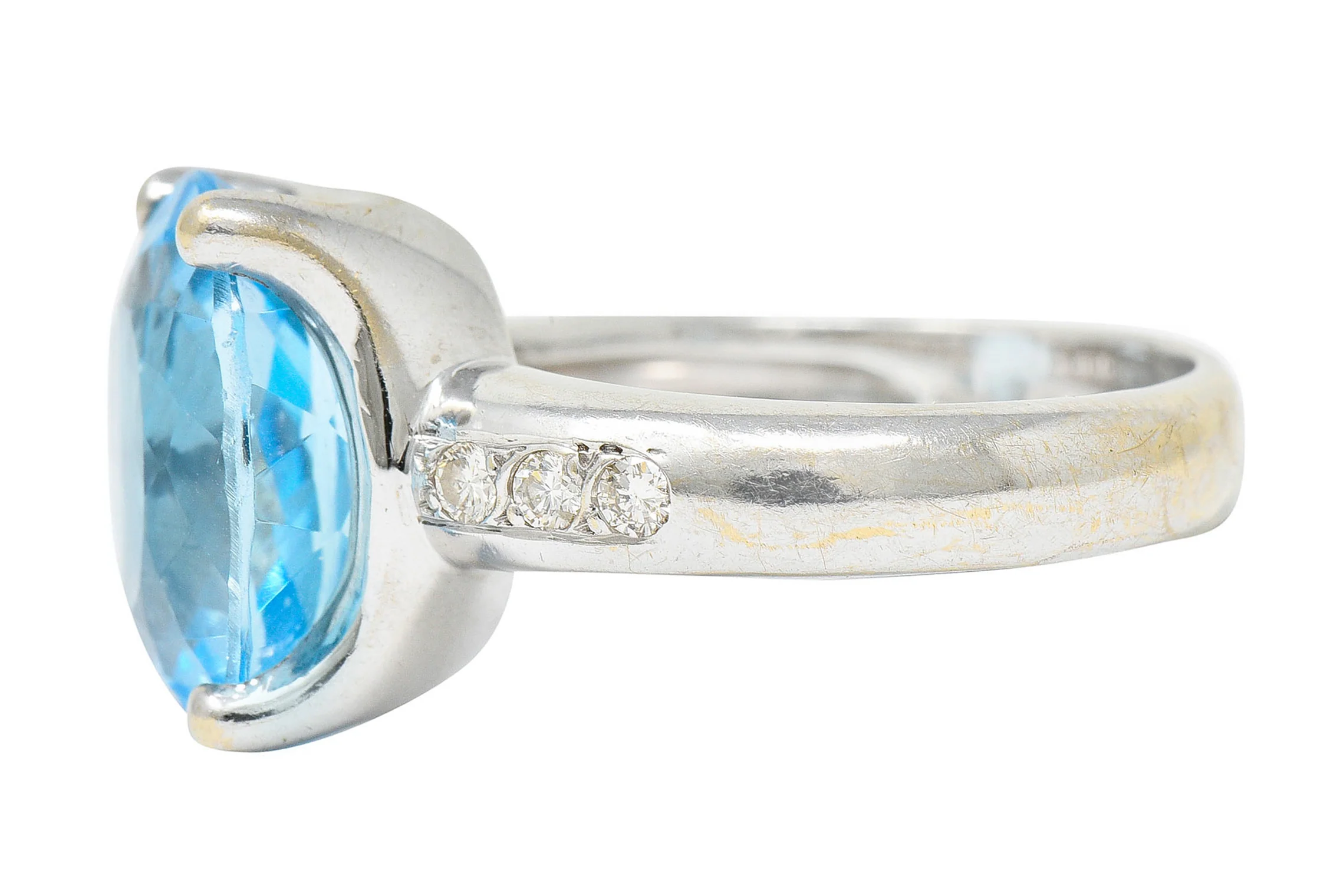 JB Star Blue Topaz Diamond 18 Karat White Gold Gemstone Ring - Image 5