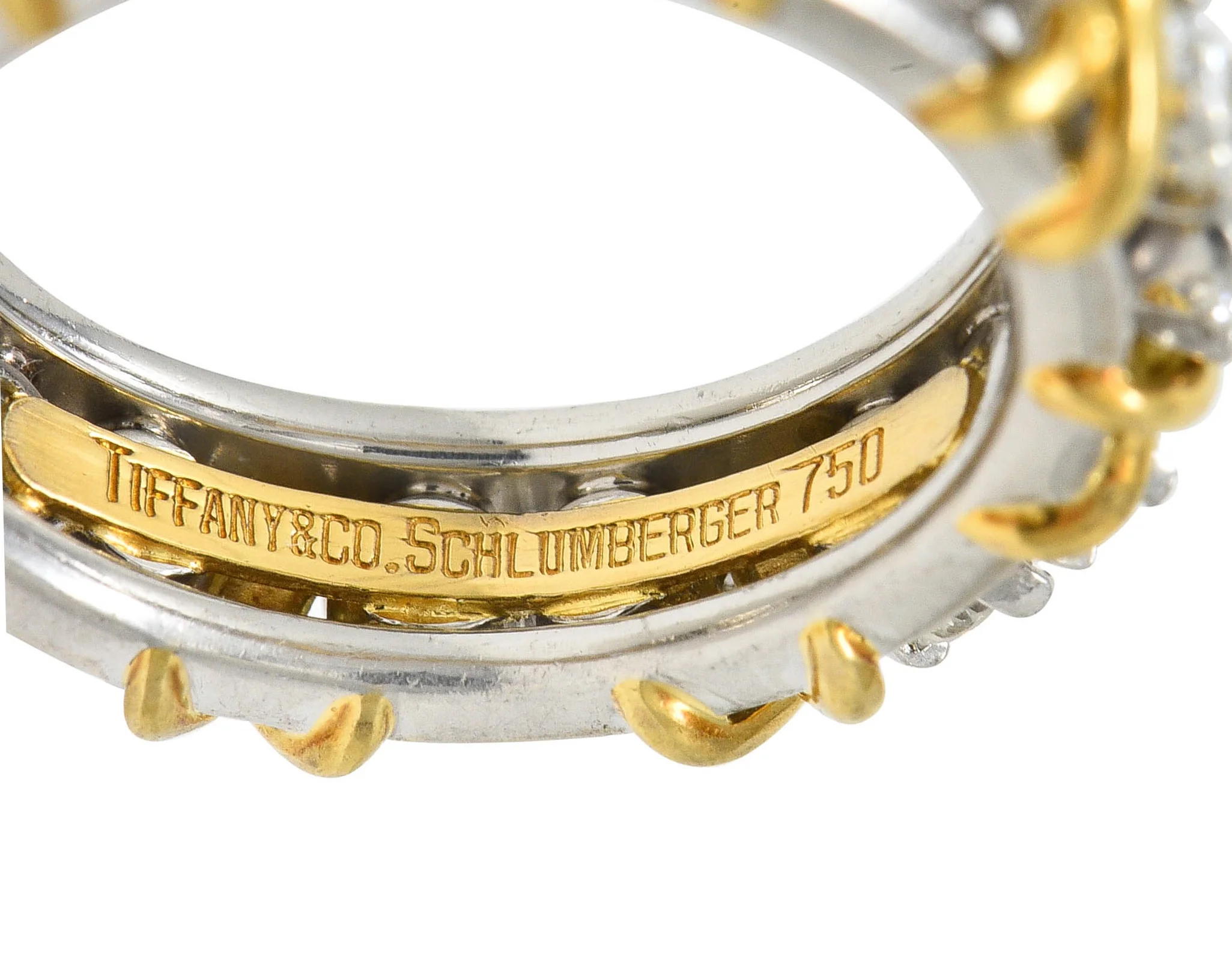Jean Schlumberger Sixteen Stone Tiffany & Co. Diamond Platinum 18 Karat Gold X Band Ring - Image 6