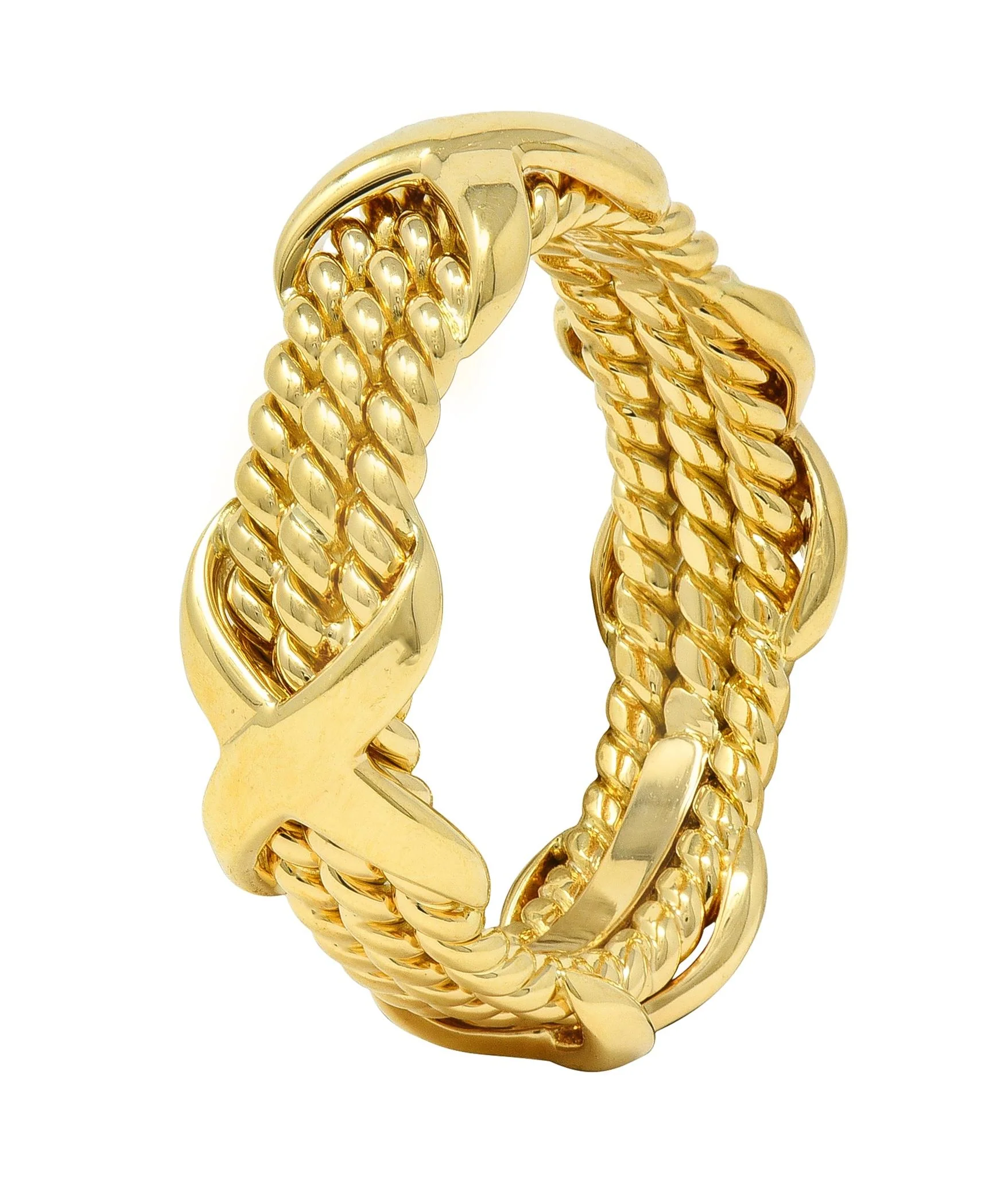 Jean Schlumberger Tiffany & Co. 18 Karat Yellow Gold Twisted Rope X Band Ring - Image 3