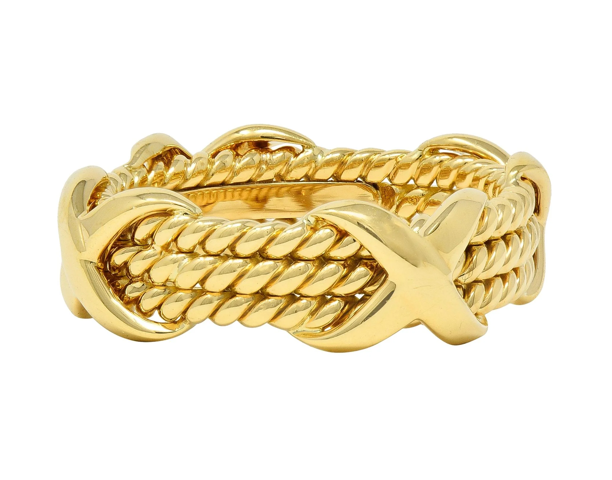 Jean Schlumberger Tiffany & Co. 18 Karat Yellow Gold Twisted Rope X Band Ring - Image 4