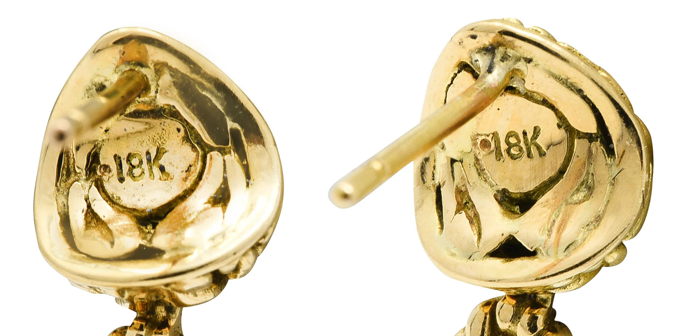 John Hardy 1.00 CTW Diamond 18 Karat Two-Tone Gold Pavè Drop Earrings - Image 6