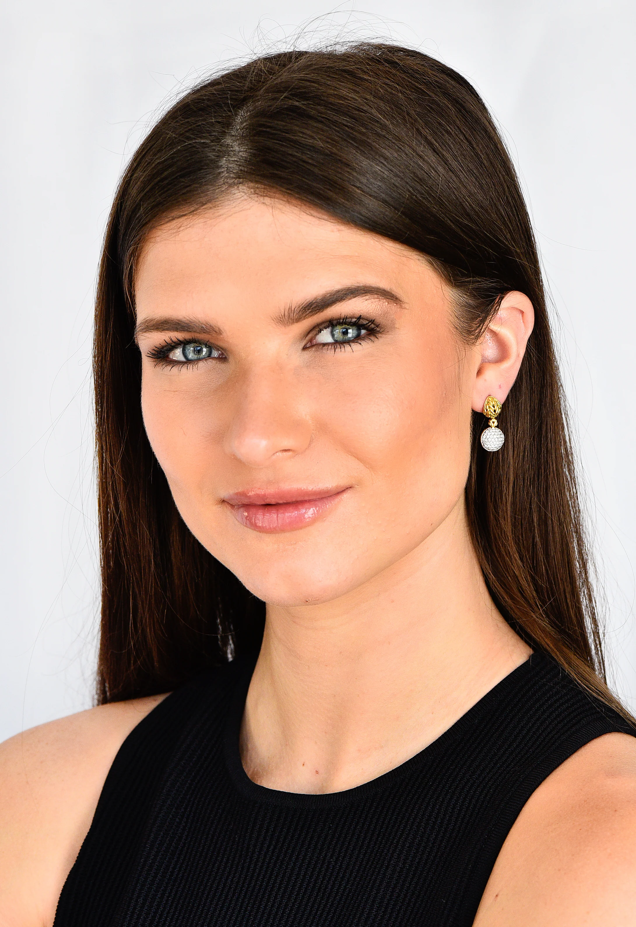John Hardy 1.00 CTW Diamond 18 Karat Two-Tone Gold Pavè Drop Earrings - Image 9