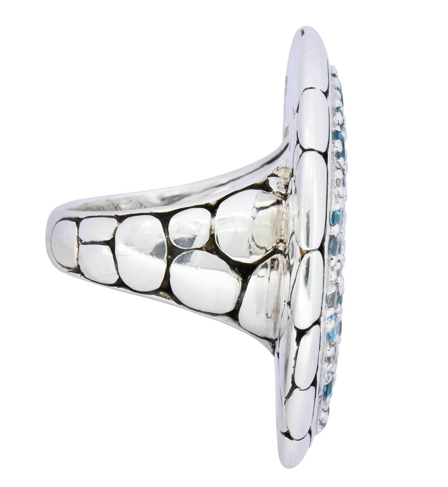 John Hardy Aquamarine Iolite Blue Topaz Sterling Silver Kali Lava fire Ring - Image 3