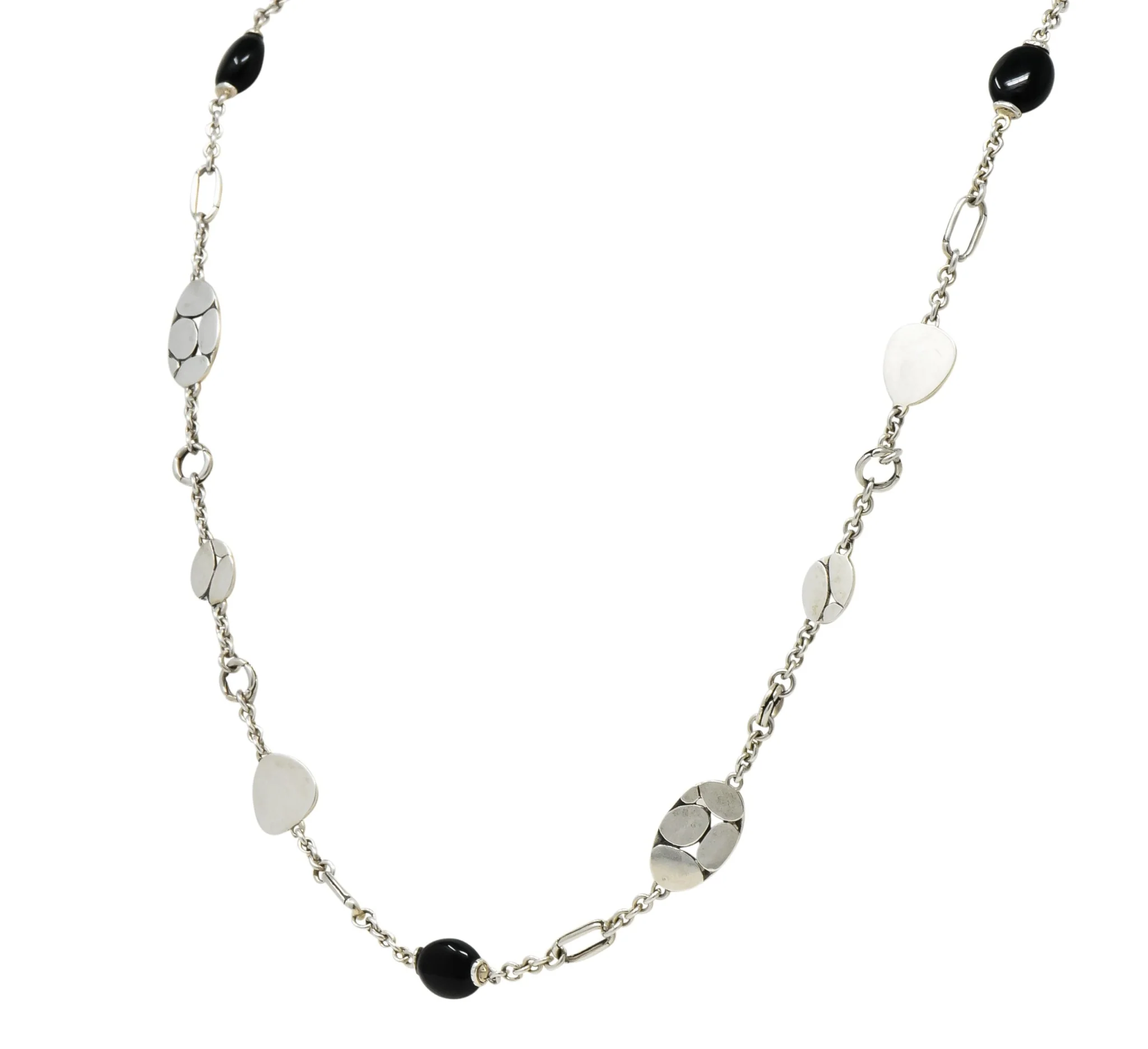 John Hardy Onyx Sterling Silver Dot Long Chain Necklace - Image 2