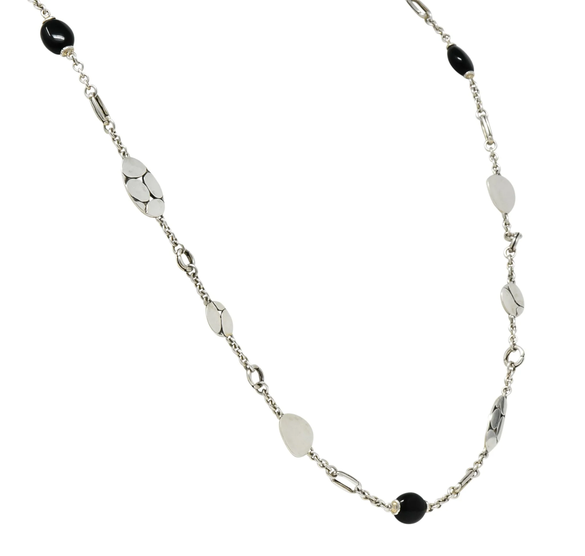 John Hardy Onyx Sterling Silver Dot Long Chain Necklace - Image 3