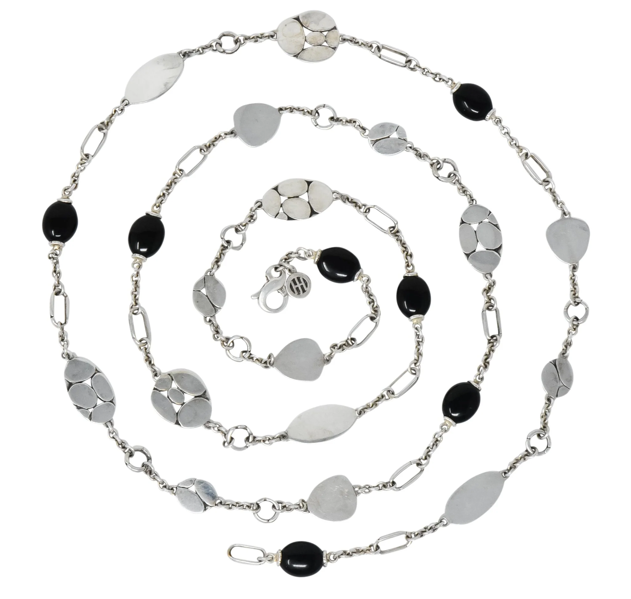 John Hardy Onyx Sterling Silver Dot Long Chain Necklace - Image 7