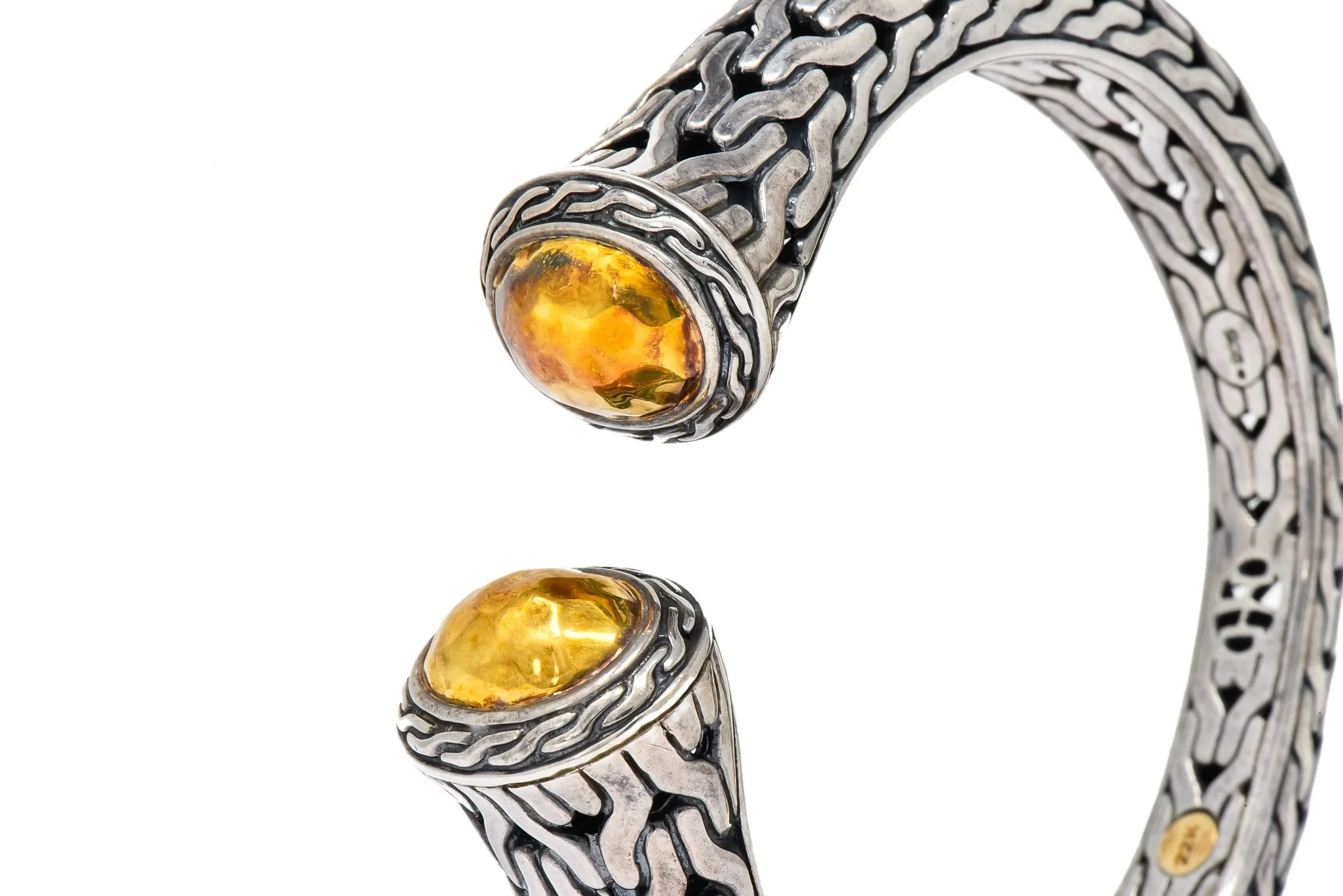 John Hardy Sterling Silver 22 Karat Gold Classic Chain Cuff Bracelet - Image 7