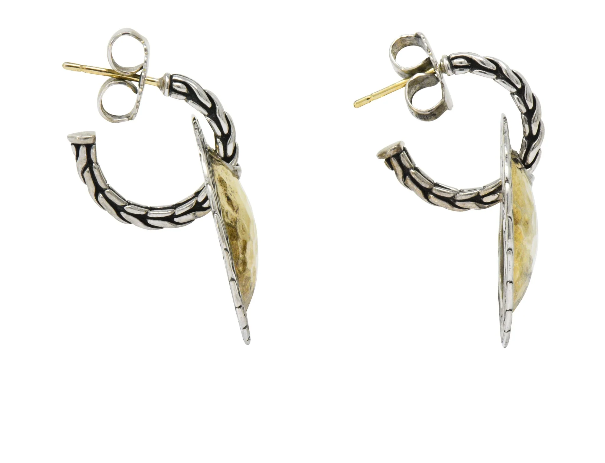 John Hardy Sterling Silver 22 Karat Gold Classic Chain Drop Earrings - Image 3