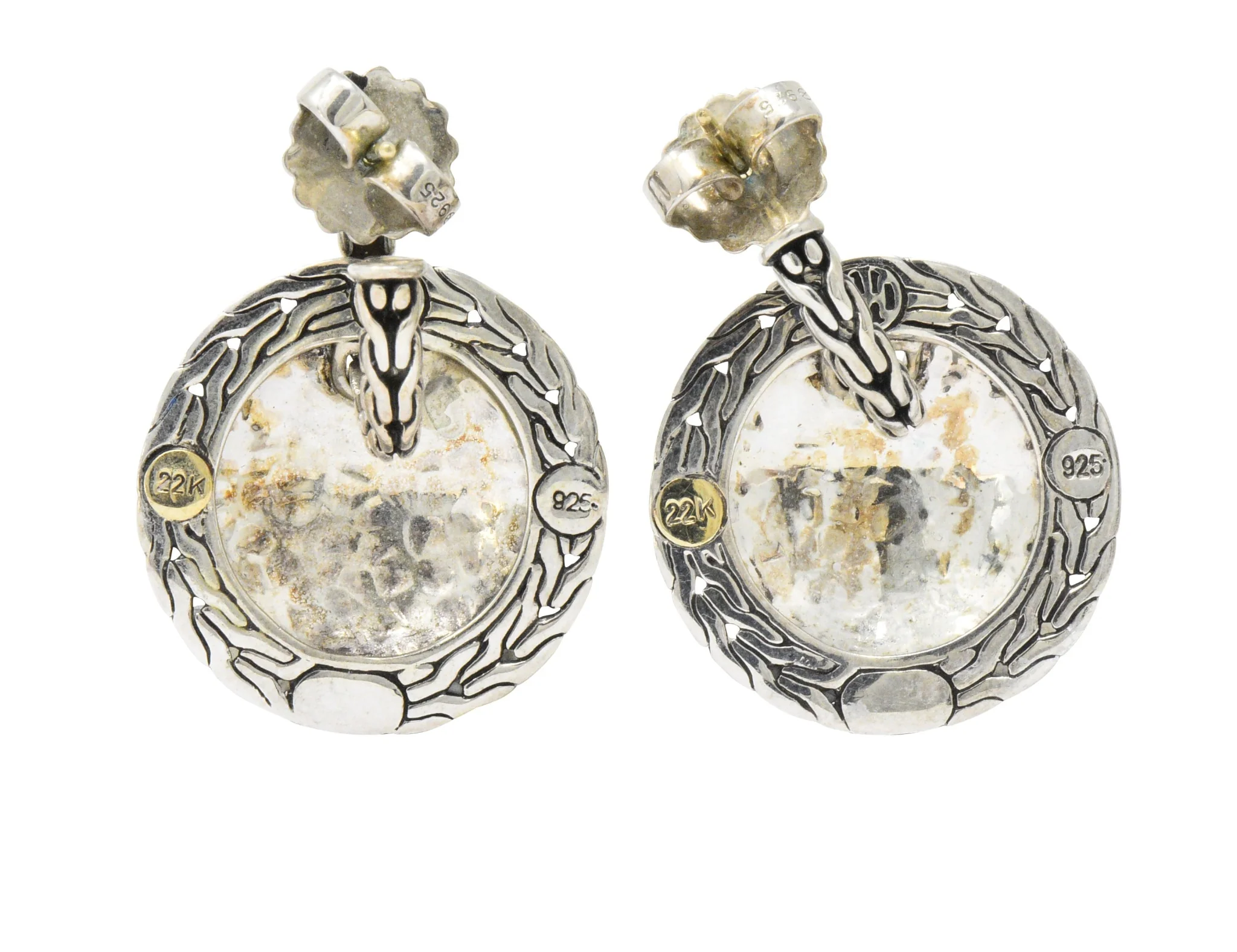 John Hardy Sterling Silver 22 Karat Gold Classic Chain Drop Earrings - Image 4