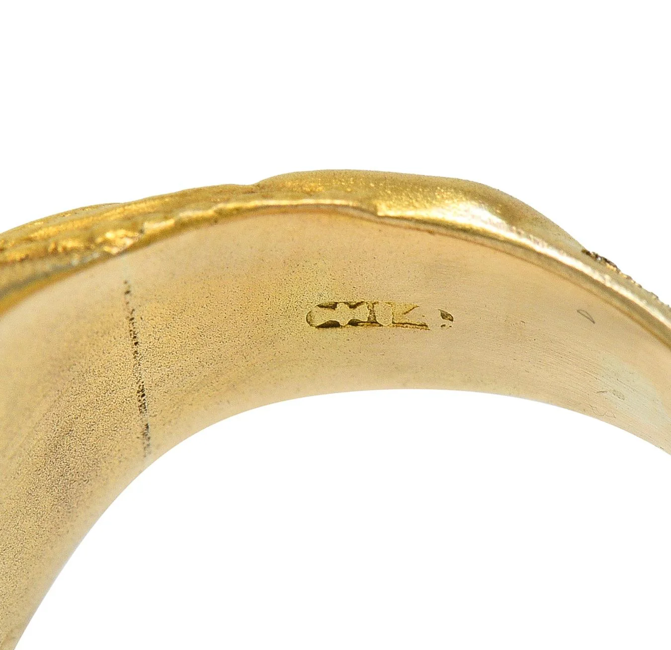 Jones & Woodland Art Deco Egyptian Revival Hardstone 14 Karat Yellow Gold Antique Scarab Signet Ring - Image 5