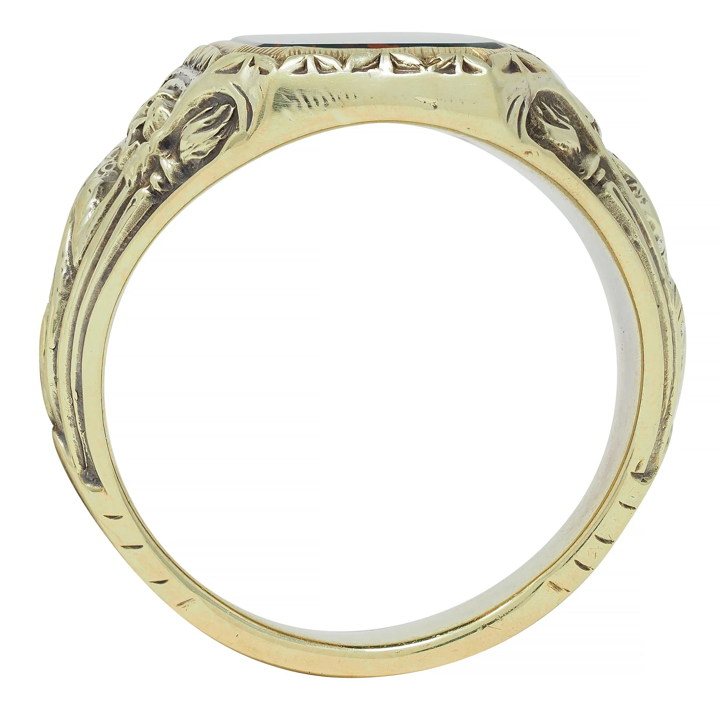 Jones & Woodland Art Nouveau Bloodstone 14 Karat Yellow Gold Basilisk Antique Signet Ring - Image 10