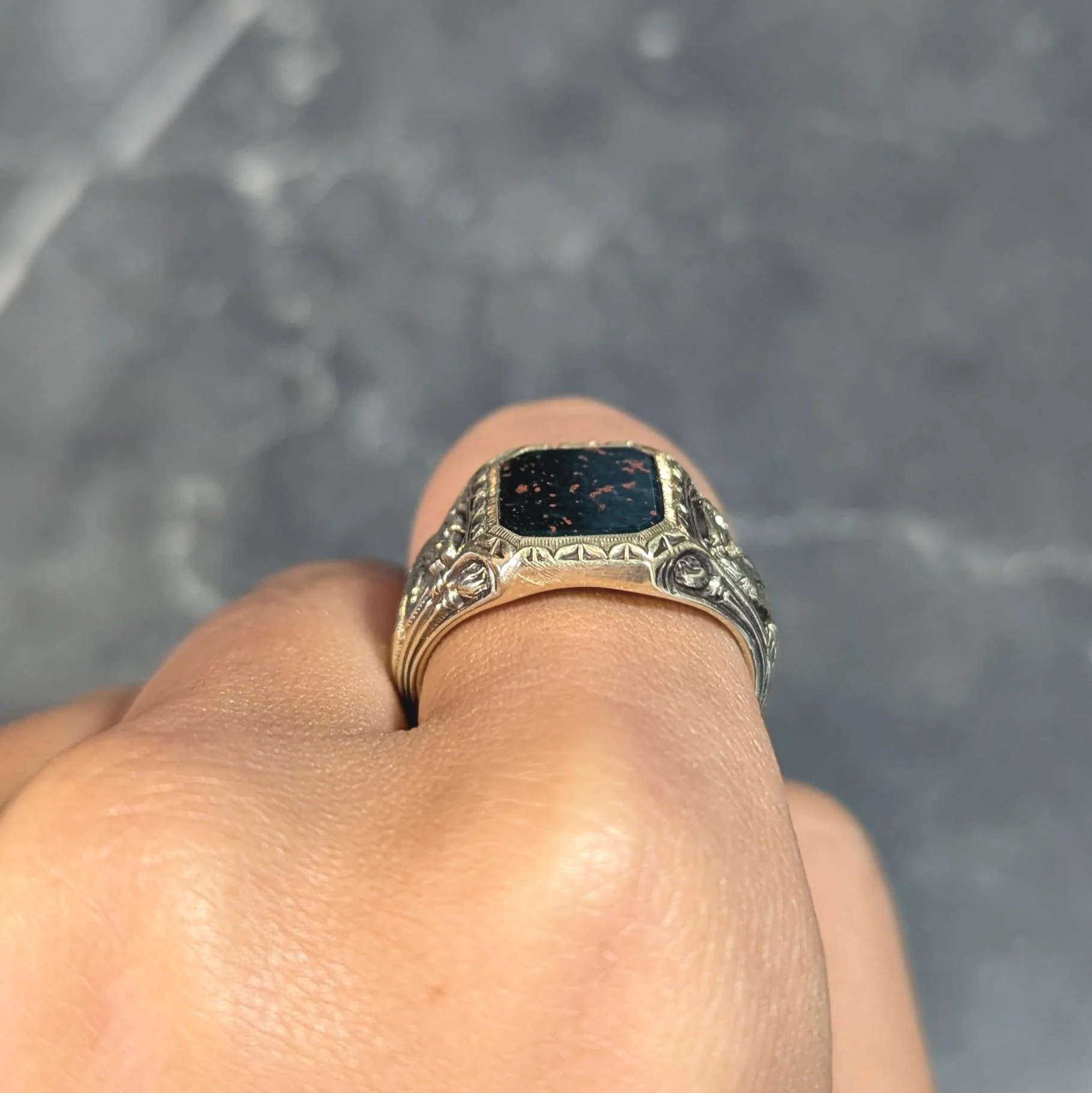 Jones & Woodland Art Nouveau Bloodstone 14 Karat Yellow Gold Basilisk Antique Signet Ring - Image 14