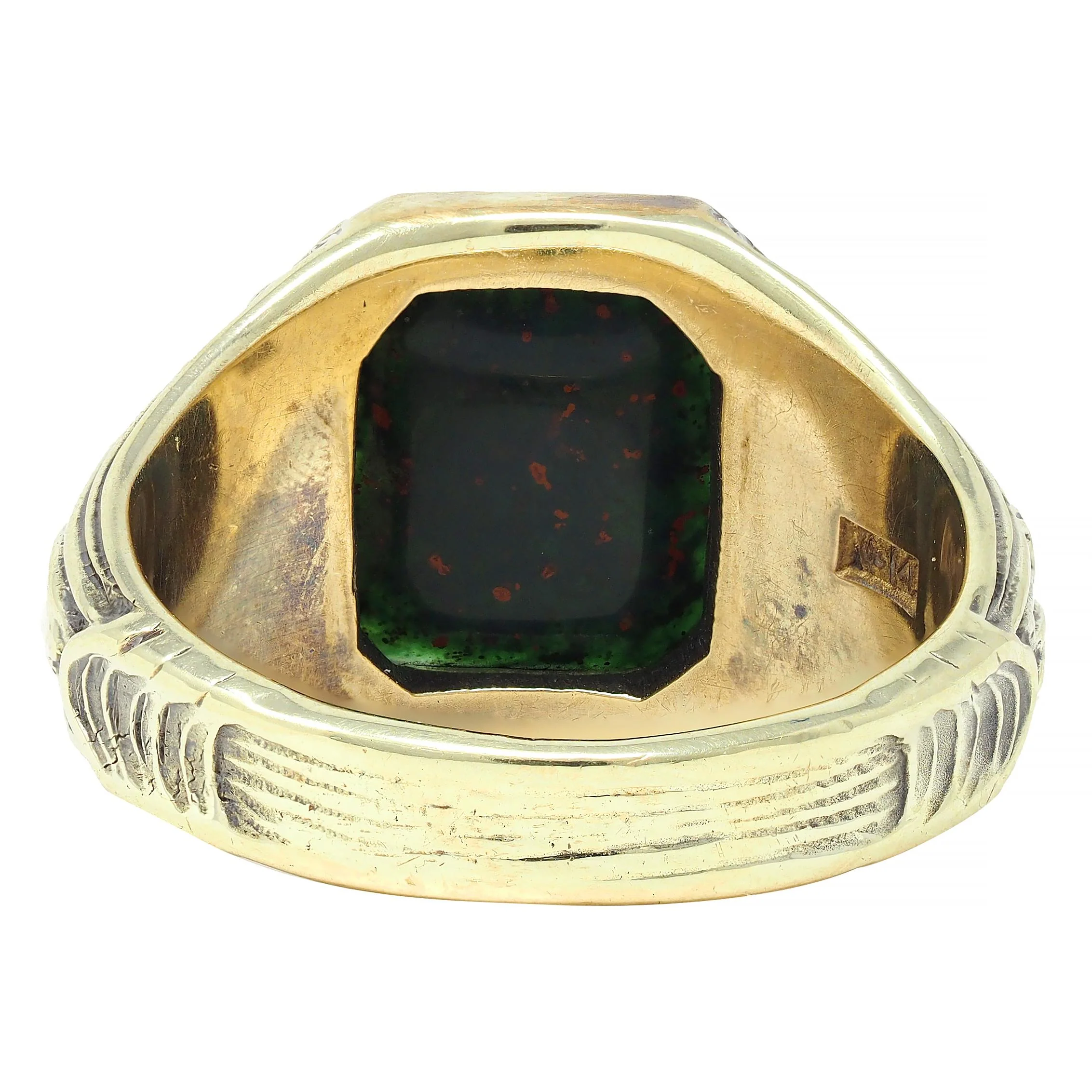 Jones & Woodland Art Nouveau Bloodstone 14 Karat Yellow Gold Basilisk Antique Signet Ring - Image 4