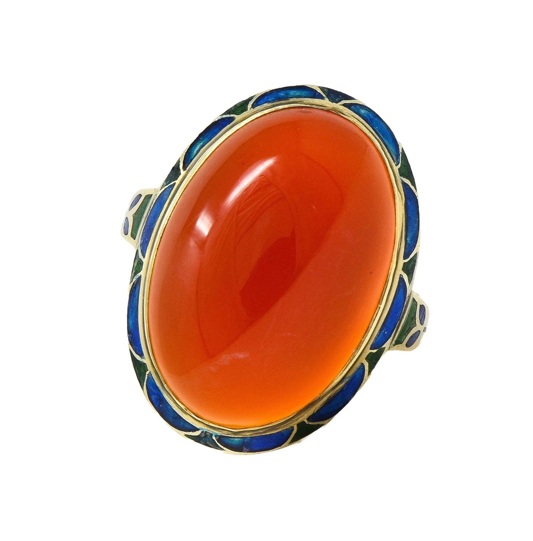 Jones & Woodland Co. Early Art Deco Carnelian Enamel 14 Karat Yellow Gold Antique Ring - Image 11