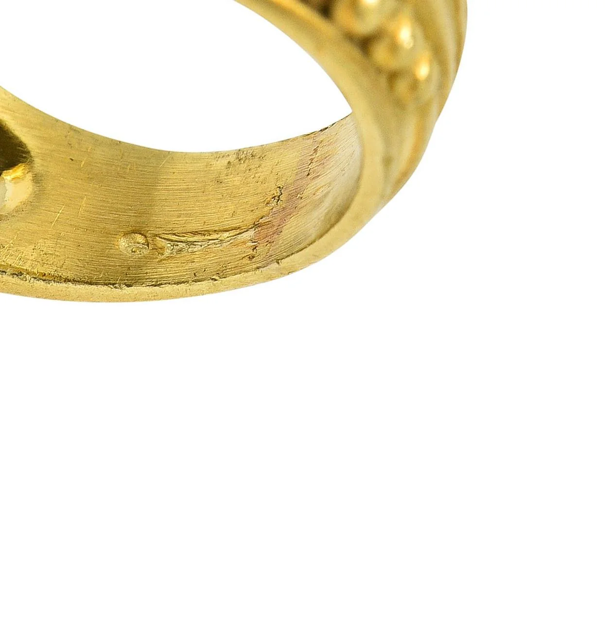 Judith Ripka 1990's Lava Rock Cameo Diamond 18 Karat Yellow Gold Vintage Signet Ring - Image 8