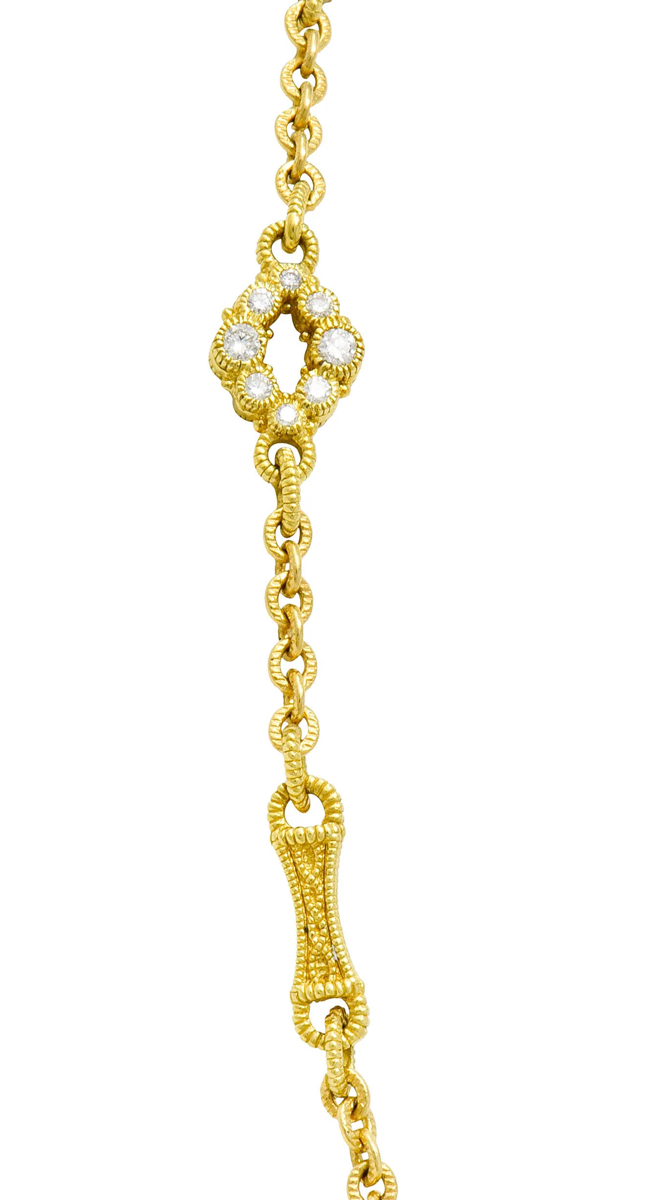Judith Ripka Contemporary 1.40 CTW Diamond 18 Karat Gold Station Necklace - Image 7