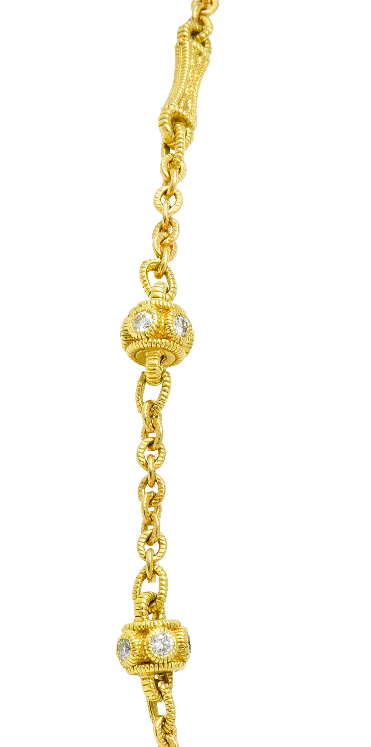 Judith Ripka Contemporary 1.40 CTW Diamond 18 Karat Gold Station Necklace - Image 8