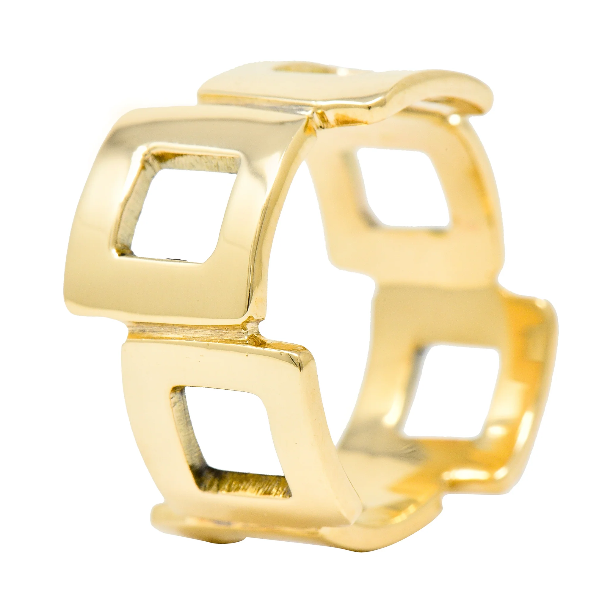 Jules Brenner Modernist 14 Karat Gold Fashionable Cushion Band Ring - Image 7