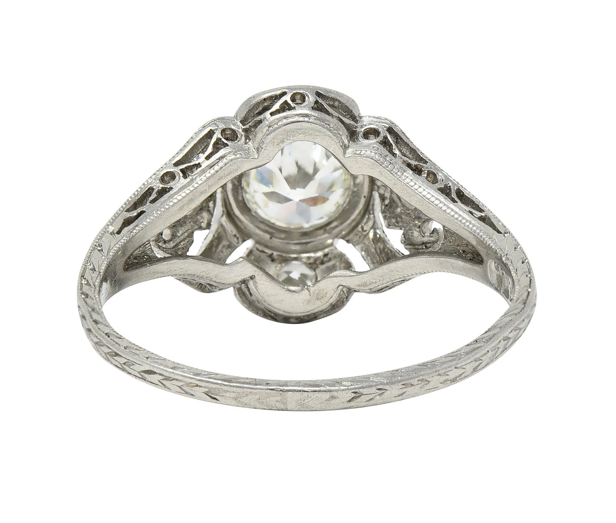 Katz & Ogush Art Deco 0.53 CTW Diamond Platinum Scrolling Vintage Wheat Engagement Ring - Image 5