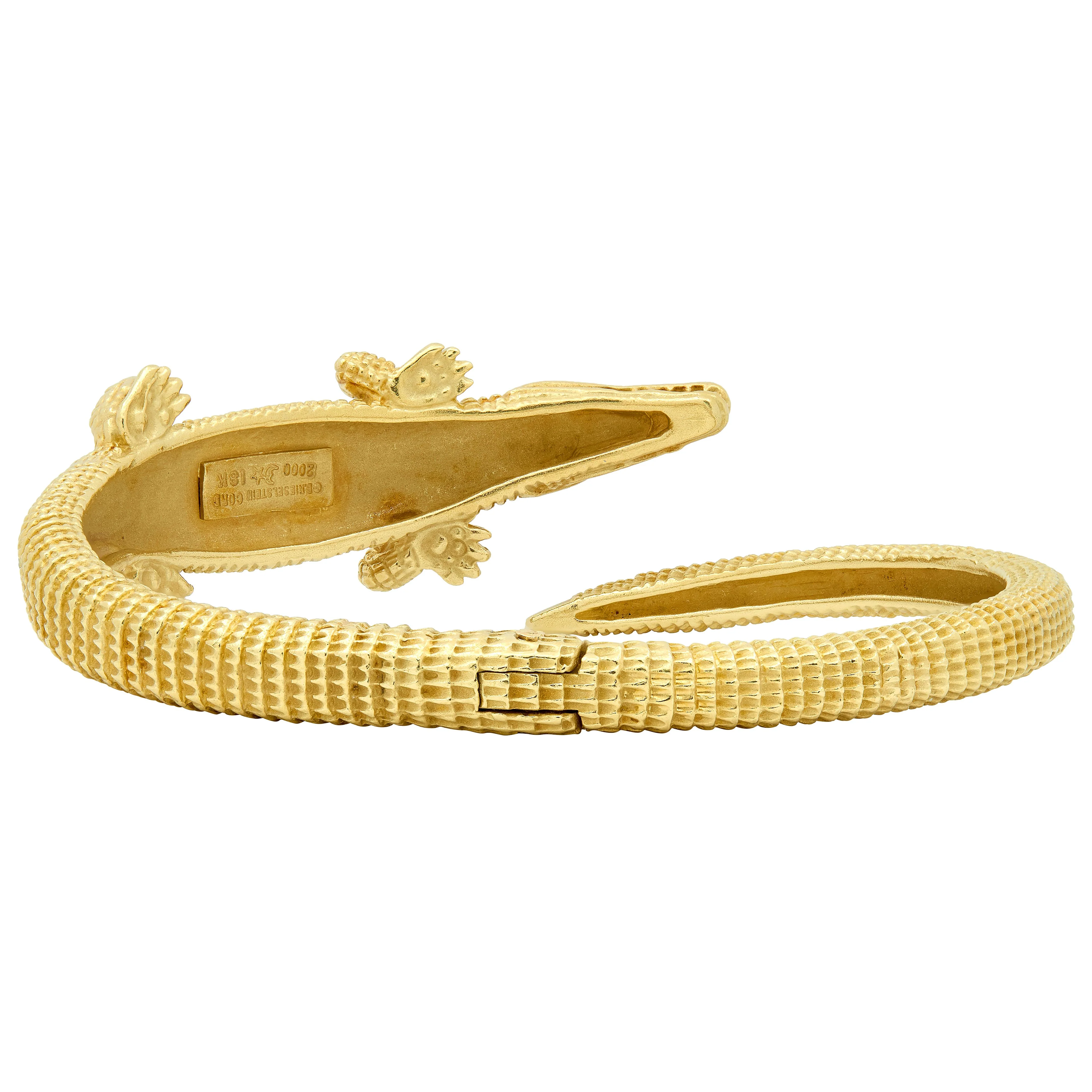Kieselstein-Cord 2000 18 Karat Yellow Gold Alligator Bypass Cuff Bracelet - Image 4
