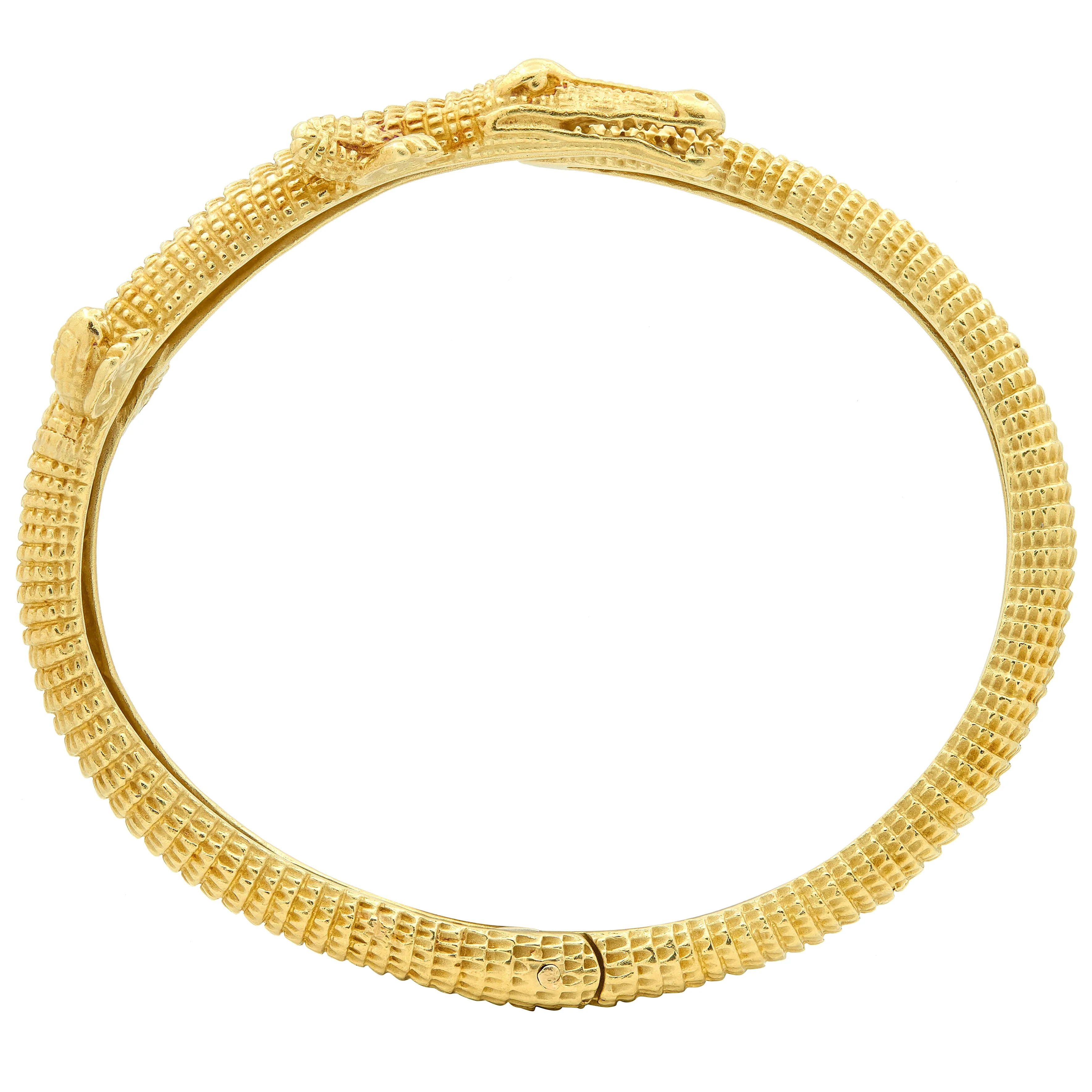 Kieselstein-Cord 2000 18 Karat Yellow Gold Alligator Bypass Cuff Bracelet - Image 7