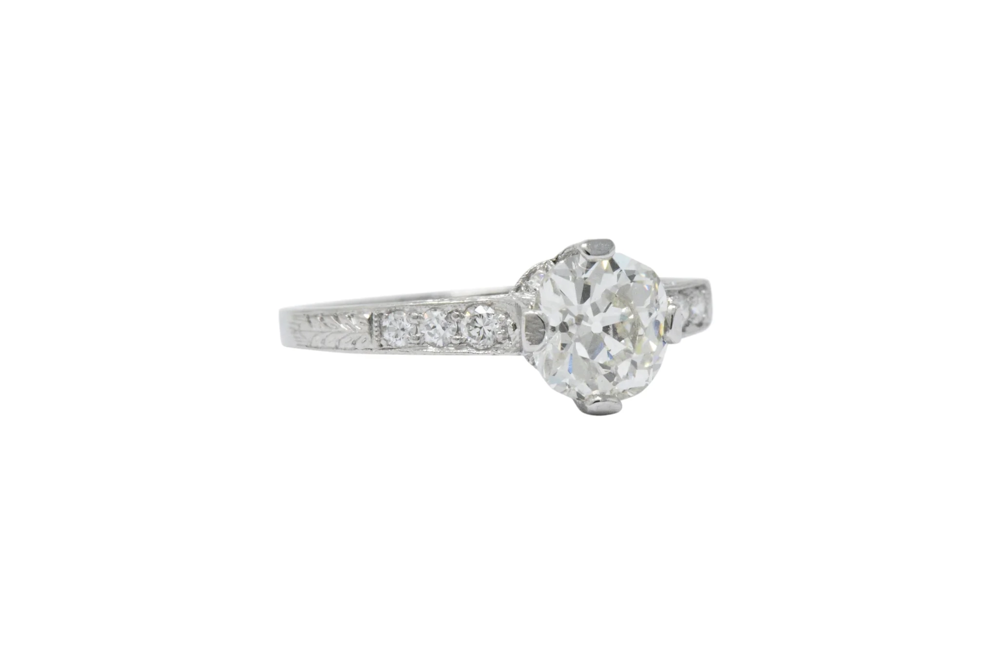 Kirk Art Deco 1.16 CTW Diamond Platinum Engagement Ring GIA - Image 4