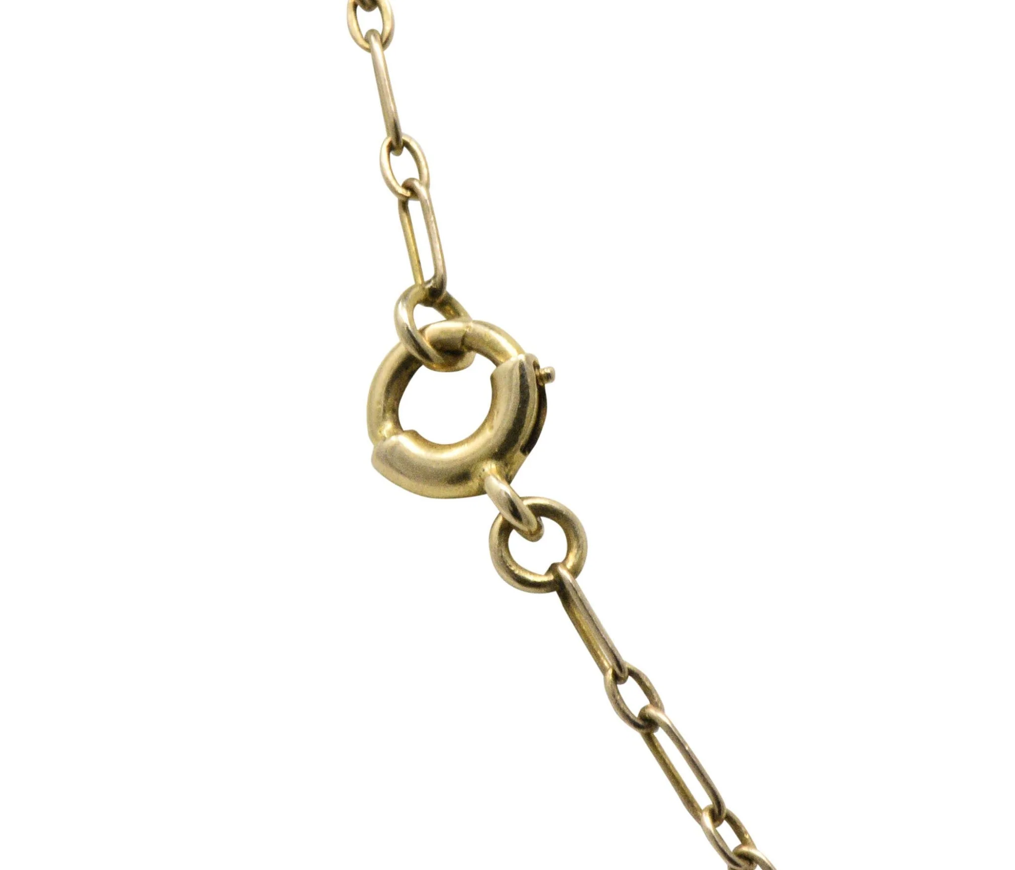 Krementz Art Nouveau Sapphire Enamel Pearl 14 Karat Gold Swag Necklace - Image 5