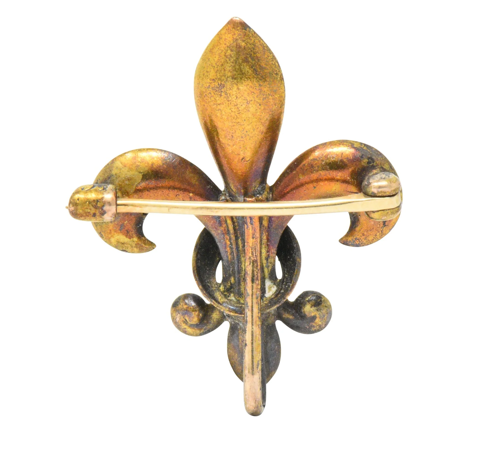 Krementz Victorian Diamond 14 Karat Gold Fleur-De-Lis Pin Brooch - Image 5