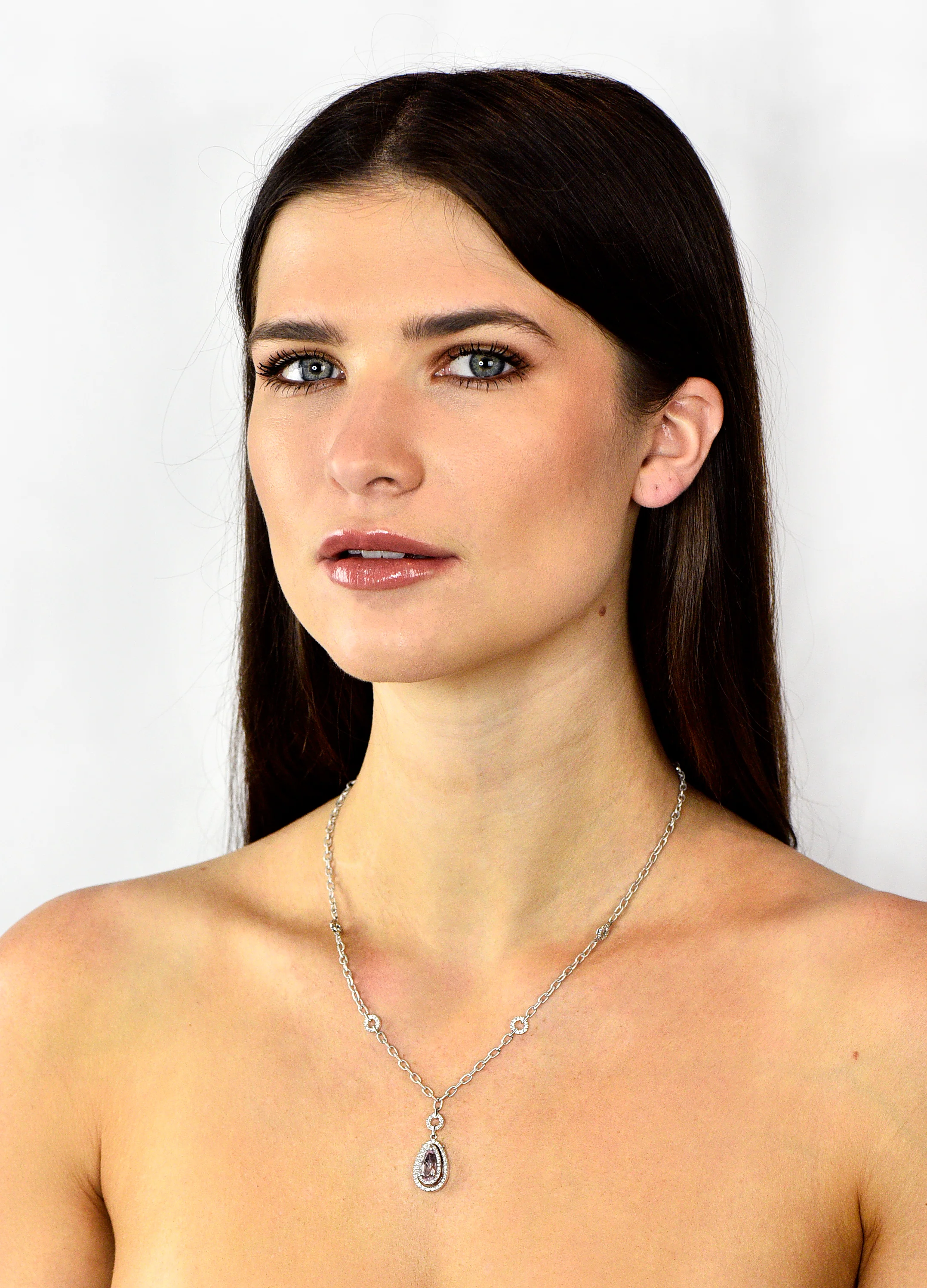 Kunzite 1.21 CTW Diamond 18 Karat White Gold Drop Necklace - Image 10