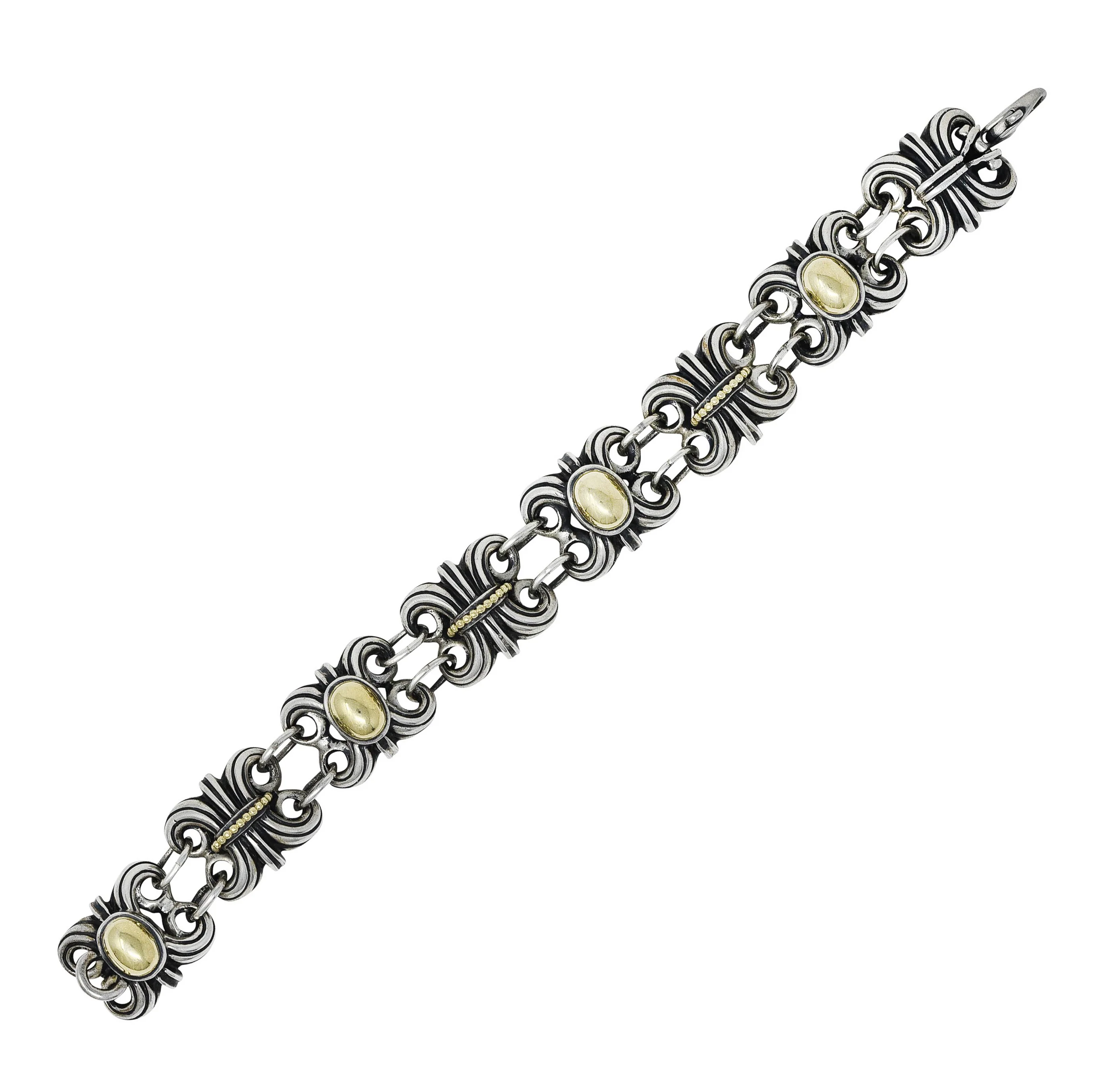 Lagos 18 Karat Gold Sterling Silver Wheat Link Bracelet