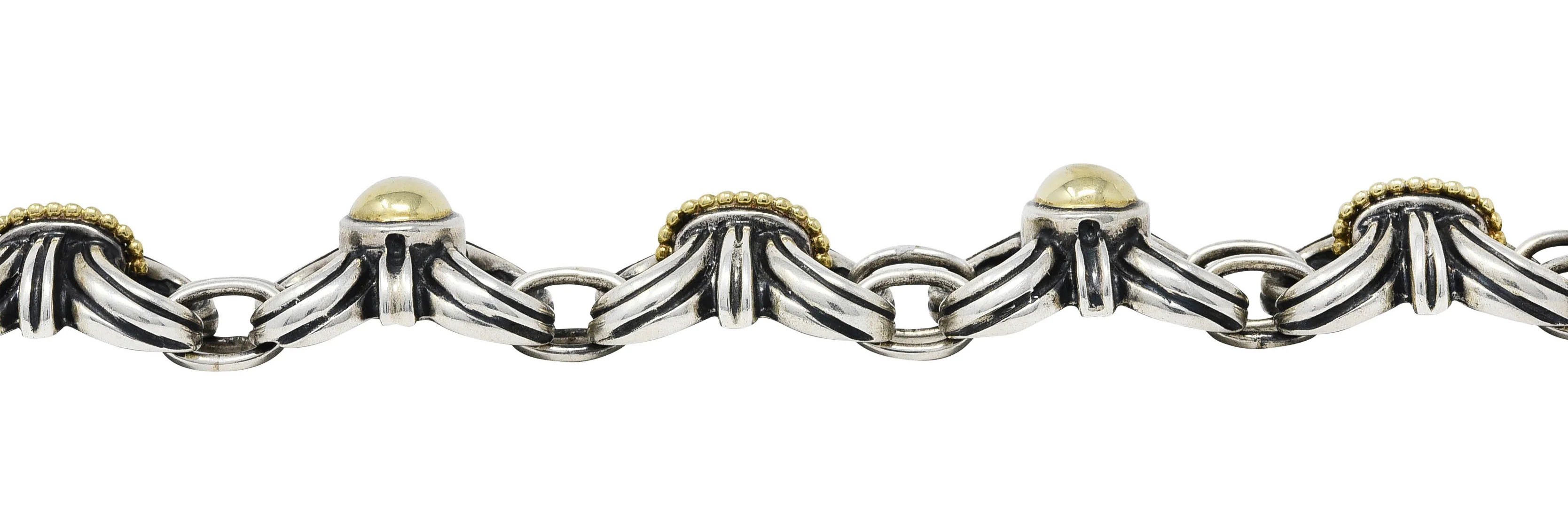 Lagos 18 Karat Gold Sterling Silver Wheat Link Bracelet - Image 10