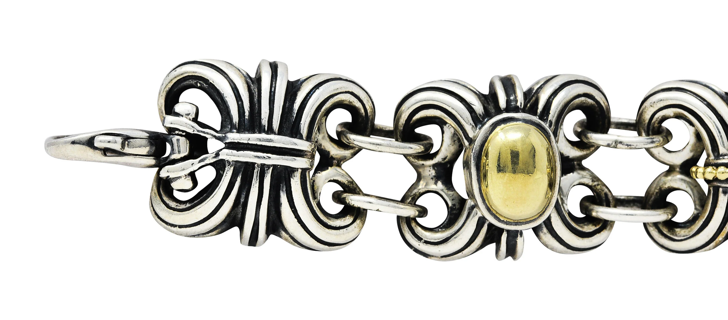 Lagos 18 Karat Gold Sterling Silver Wheat Link Bracelet - Image 2