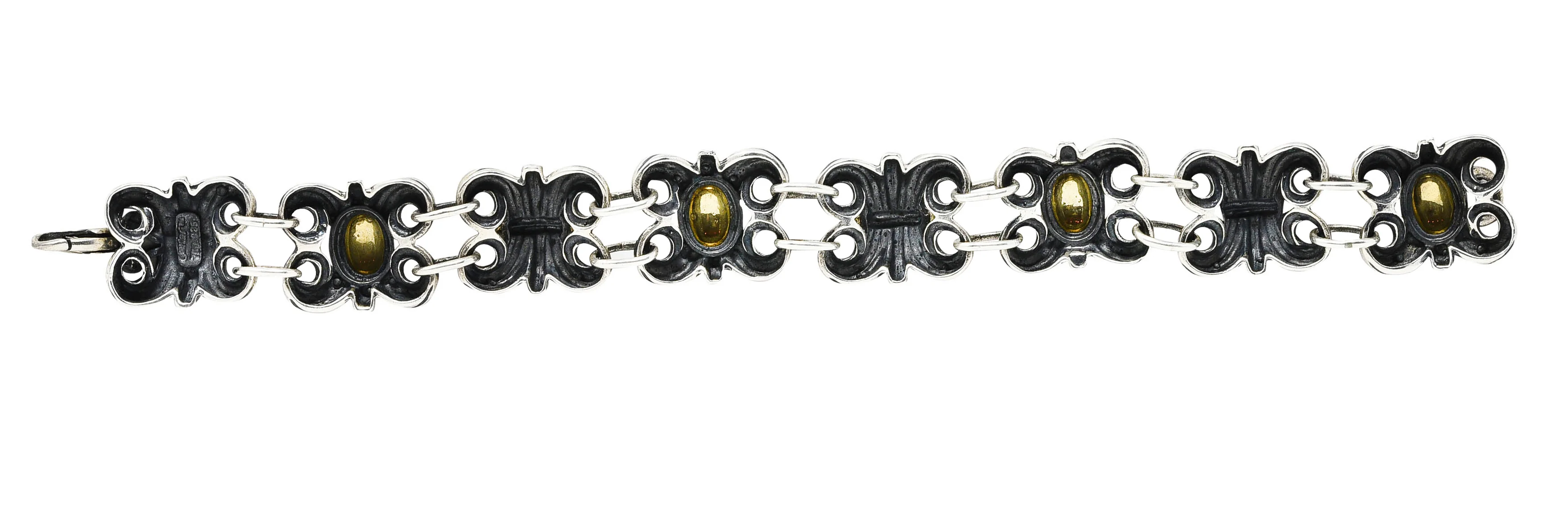 Lagos 18 Karat Gold Sterling Silver Wheat Link Bracelet - Image 6