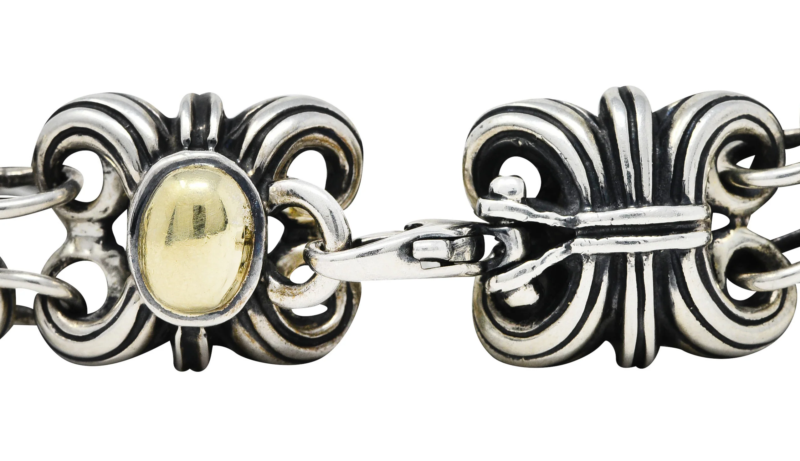 Lagos 18 Karat Gold Sterling Silver Wheat Link Bracelet - Image 8