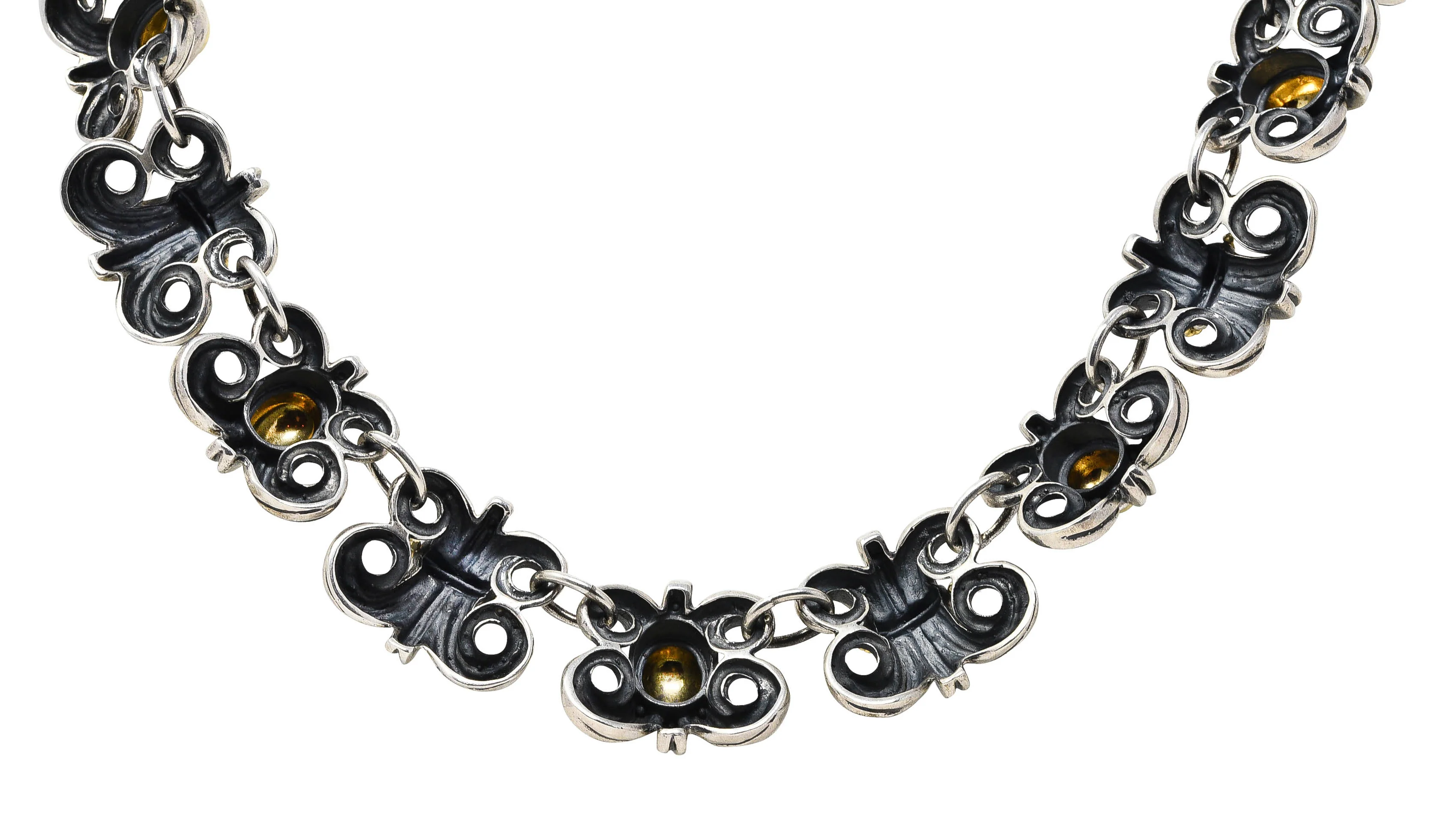 Lagos 1990's Vintage 18 Karat Gold Sterling Silver Caviar Wheat Necklace - Image 4
