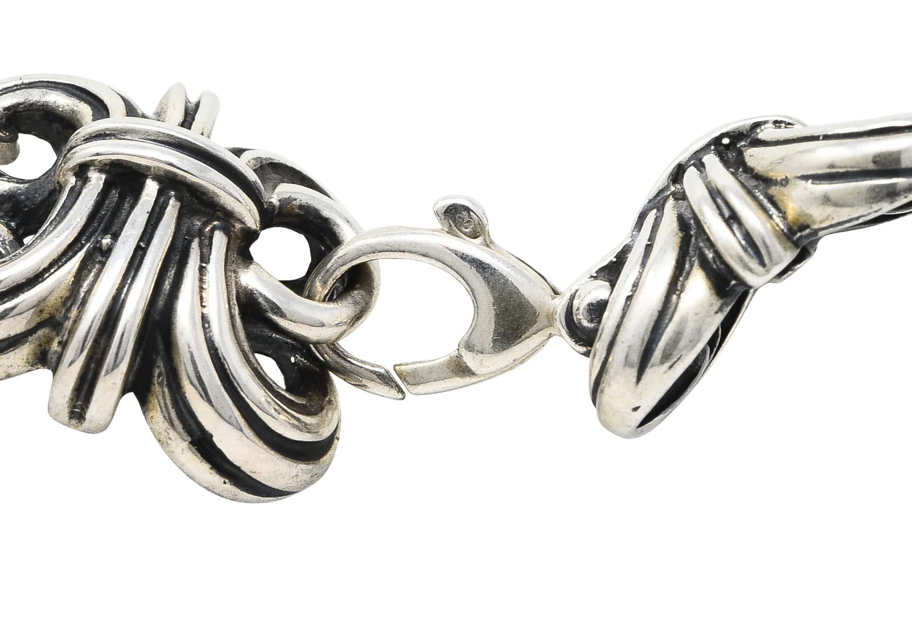 Lagos 1990's Vintage 18 Karat Gold Sterling Silver Caviar Wheat Necklace - Image 9