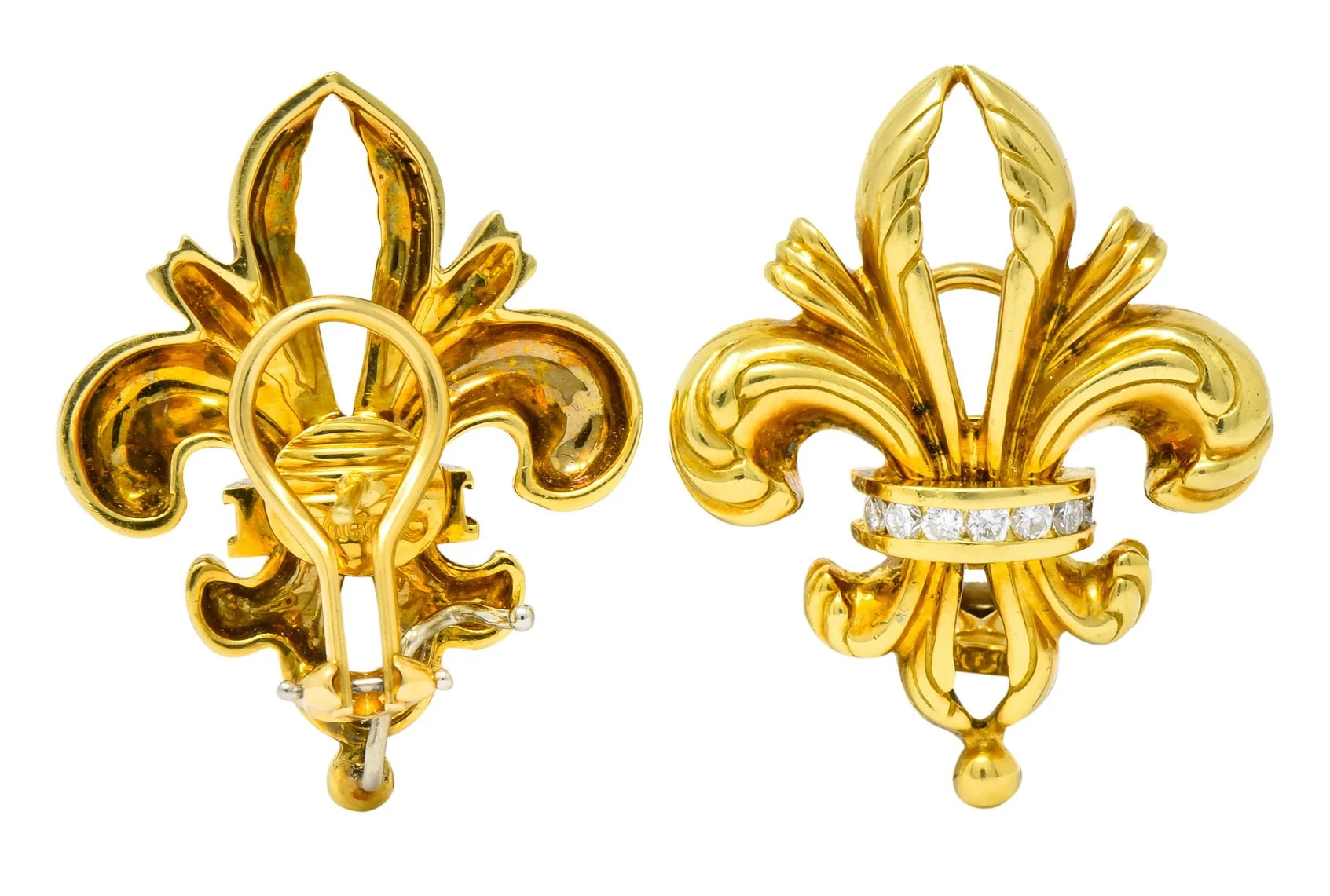 Lagos 1990's Vintage Diamond 18 Karat Gold Fleur-De-Lis Earrings - Image 10