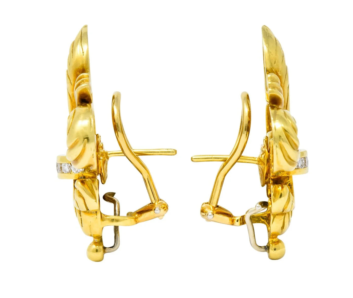 Lagos 1990's Vintage Diamond 18 Karat Gold Fleur-De-Lis Earrings - Image 4