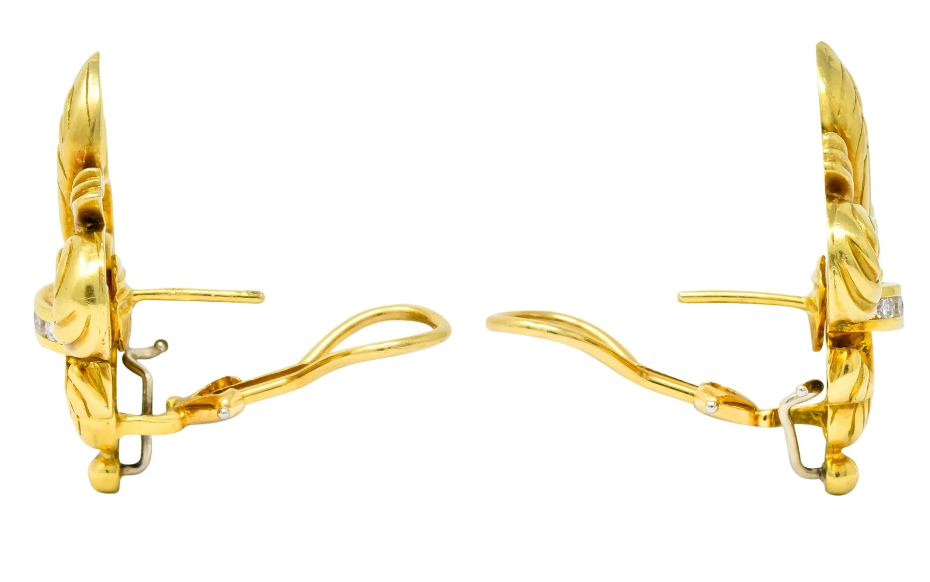 Lagos 1990's Vintage Diamond 18 Karat Gold Fleur-De-Lis Earrings - Image 5