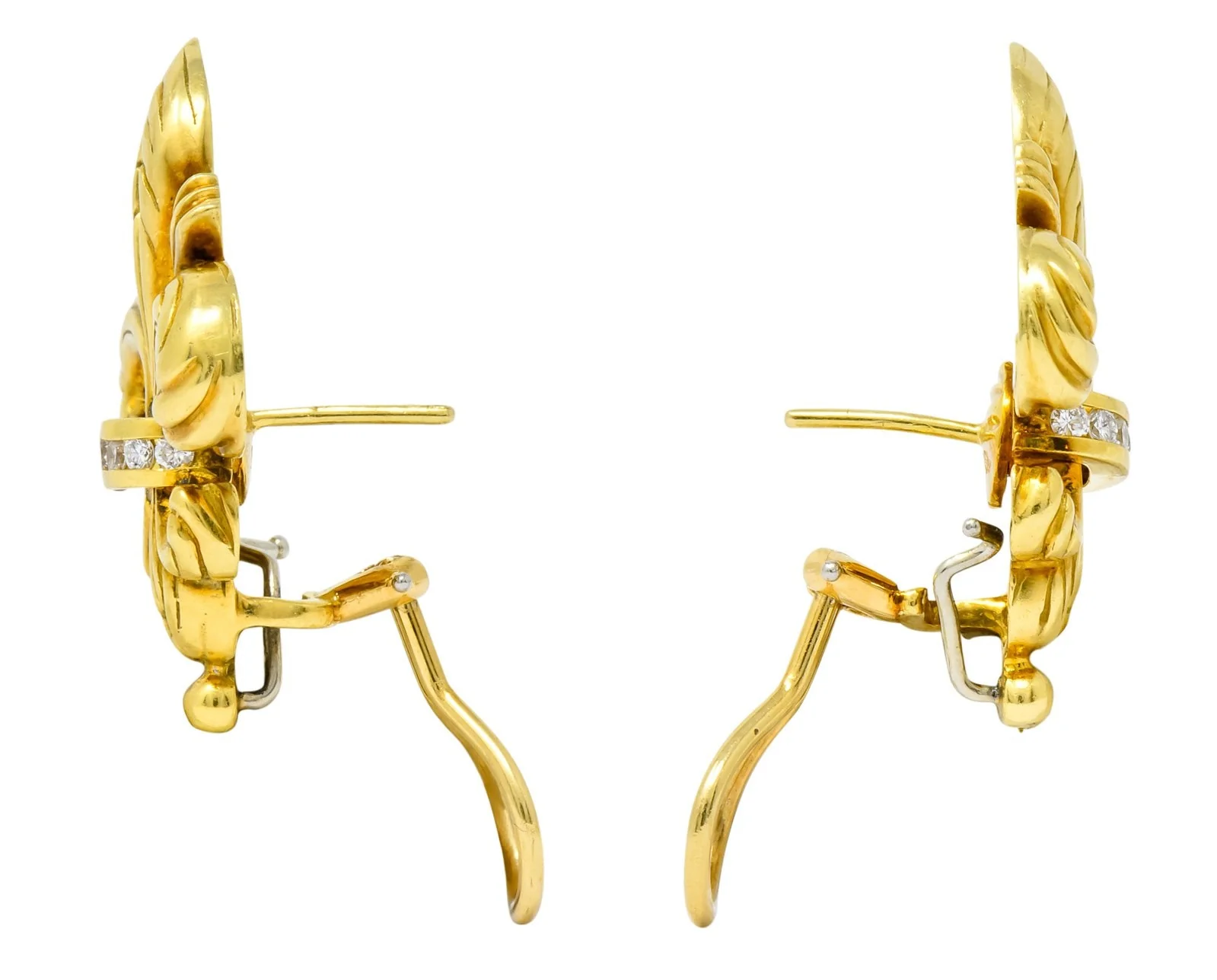 Lagos 1990's Vintage Diamond 18 Karat Gold Fleur-De-Lis Earrings - Image 6