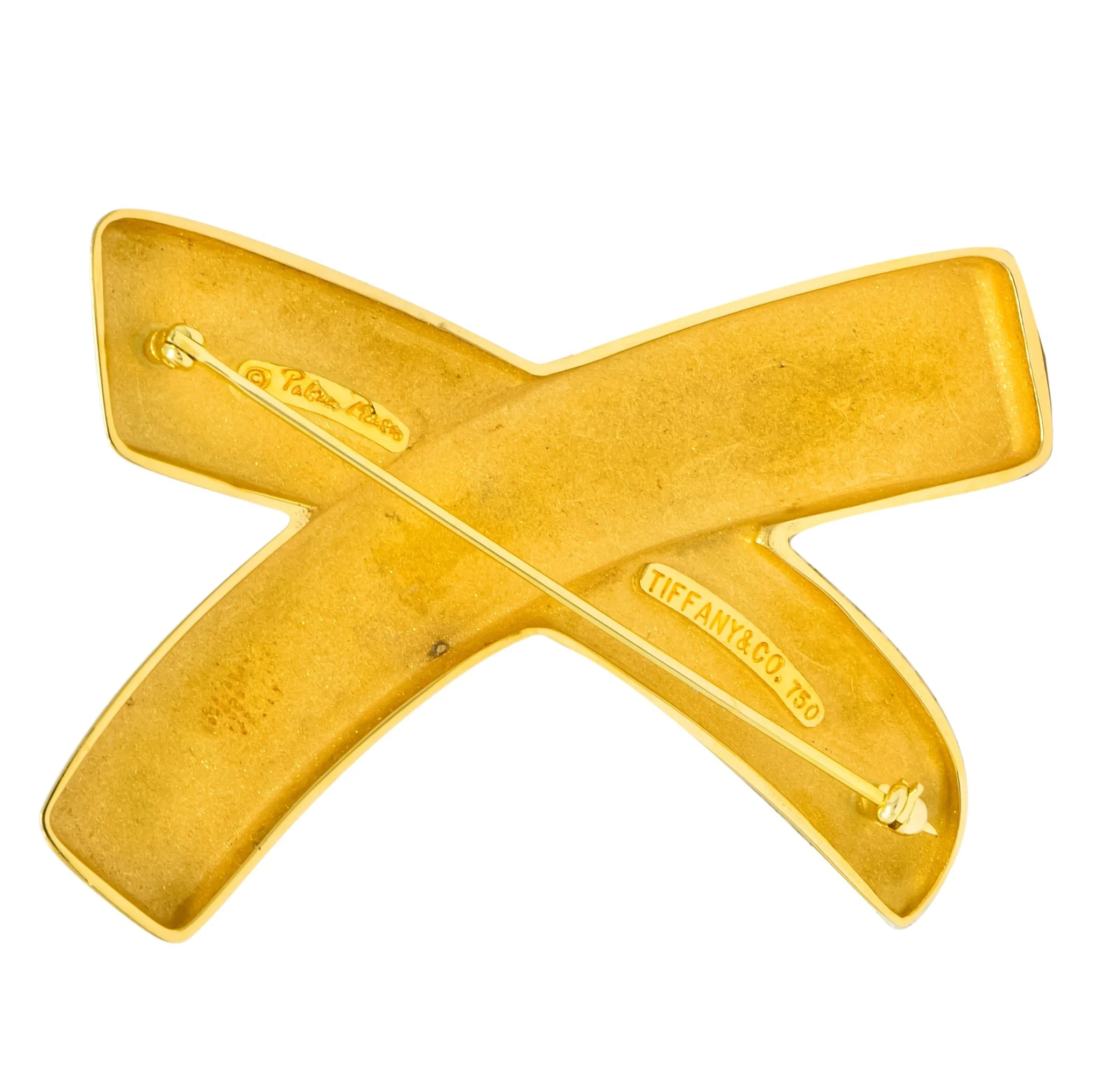 Large 1980's Paloma Picasso Tiffany & Co. 18 Karat Gold Graffiti X Brooch - Image 4
