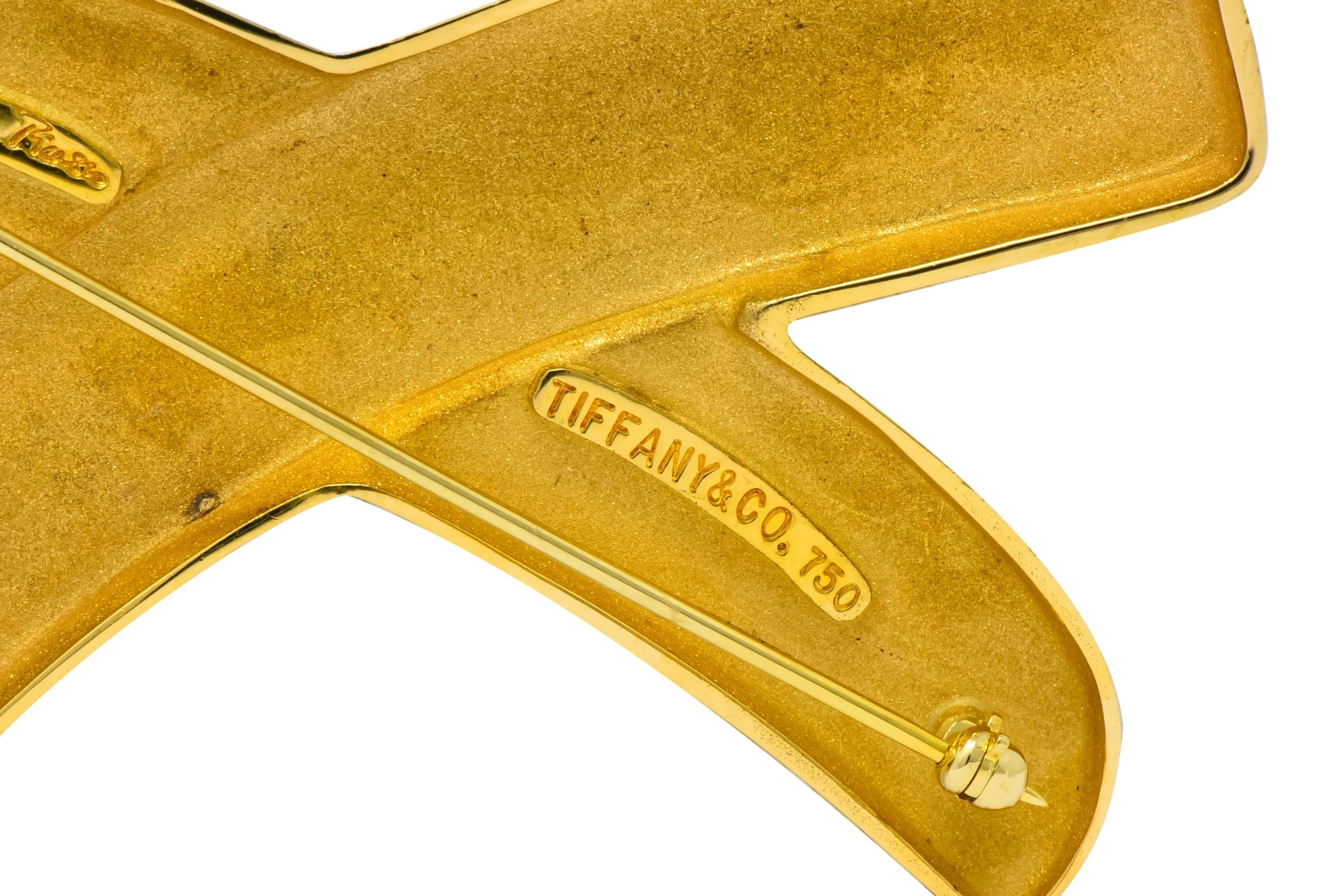 Large 1980's Paloma Picasso Tiffany & Co. 18 Karat Gold Graffiti X Brooch - Image 5