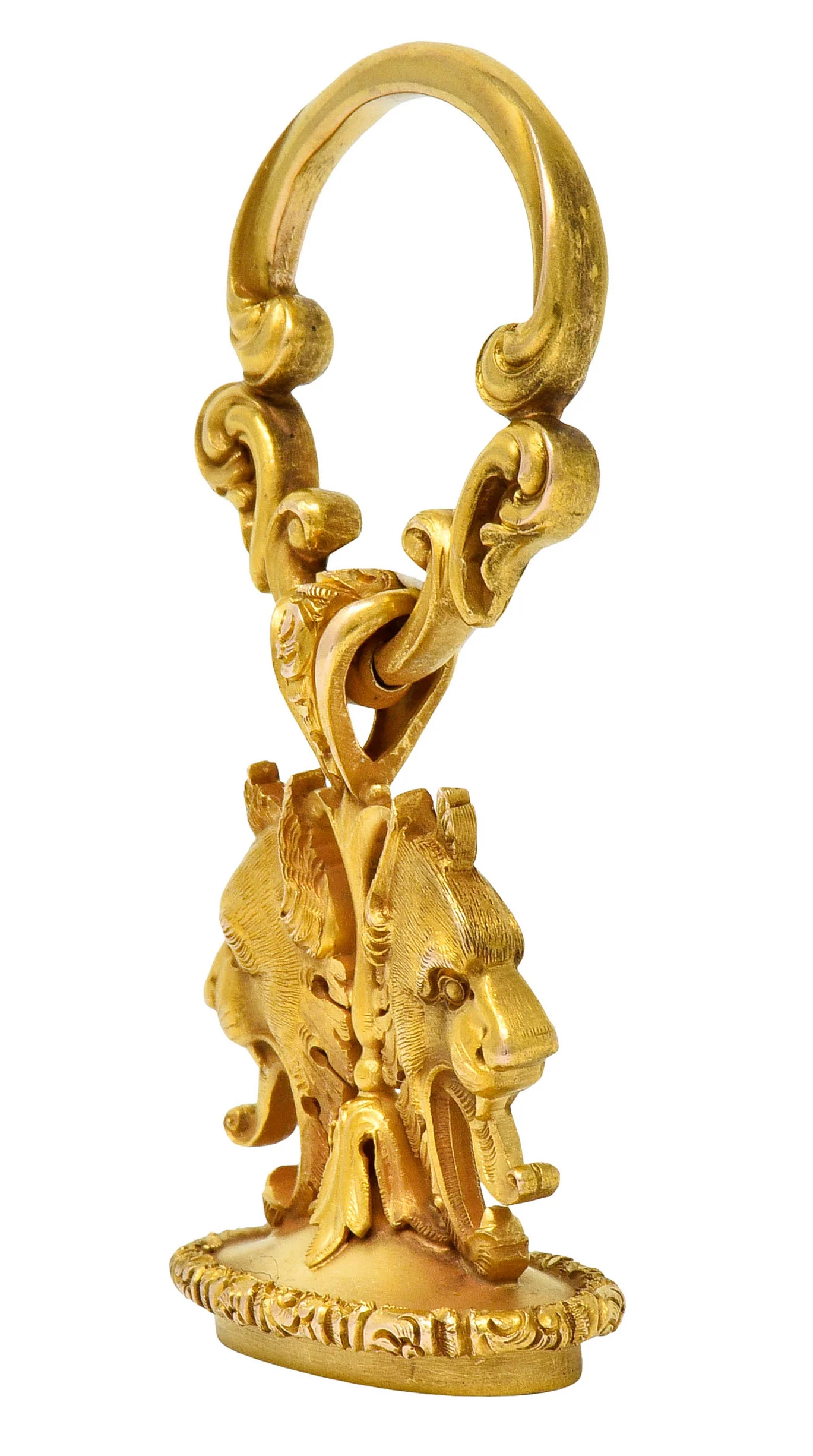 Large Carter & Gough Art Nouveau 14 Karat Gold Lion Fob Charm Pendant - Image 2