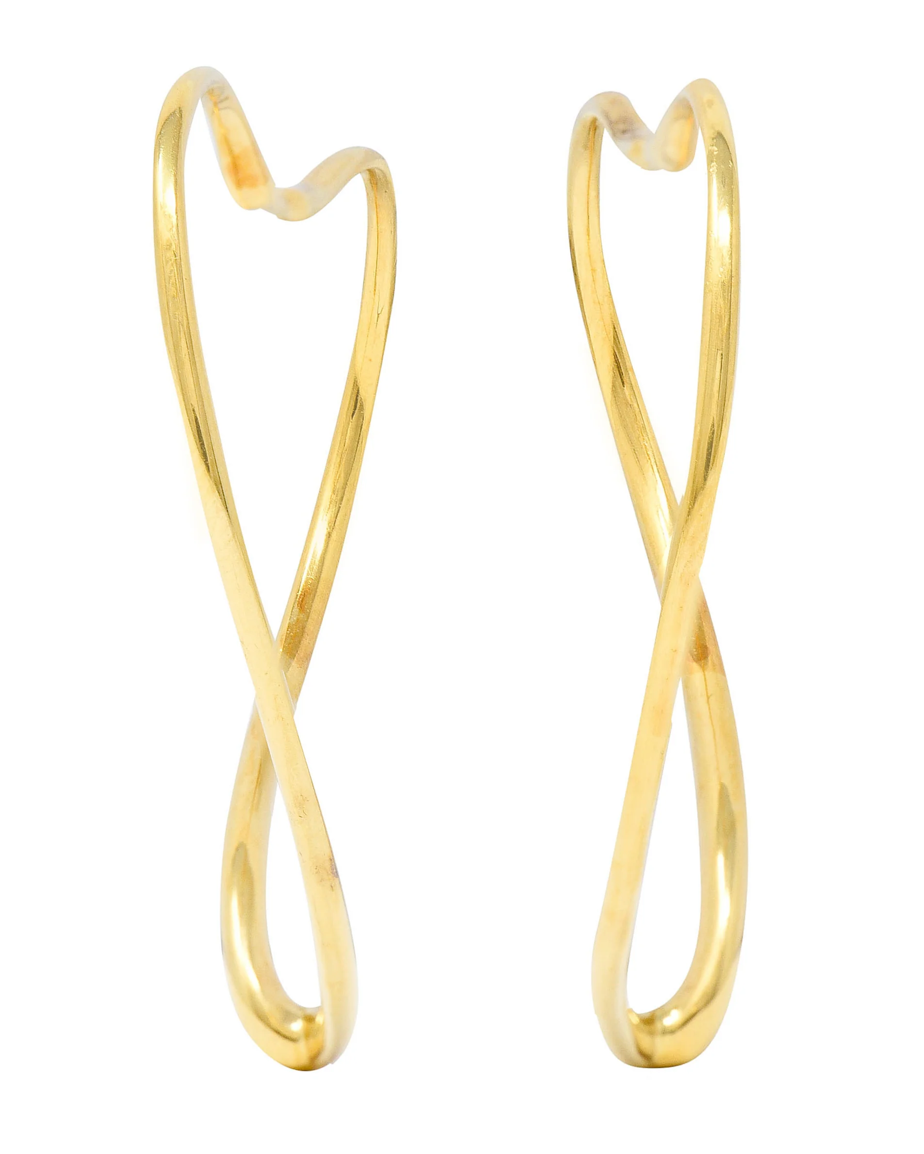 Large Elsa Peretti Tiffany & Co. 18 Karat Gold Open Heart Hoop Earrings - Image 5
