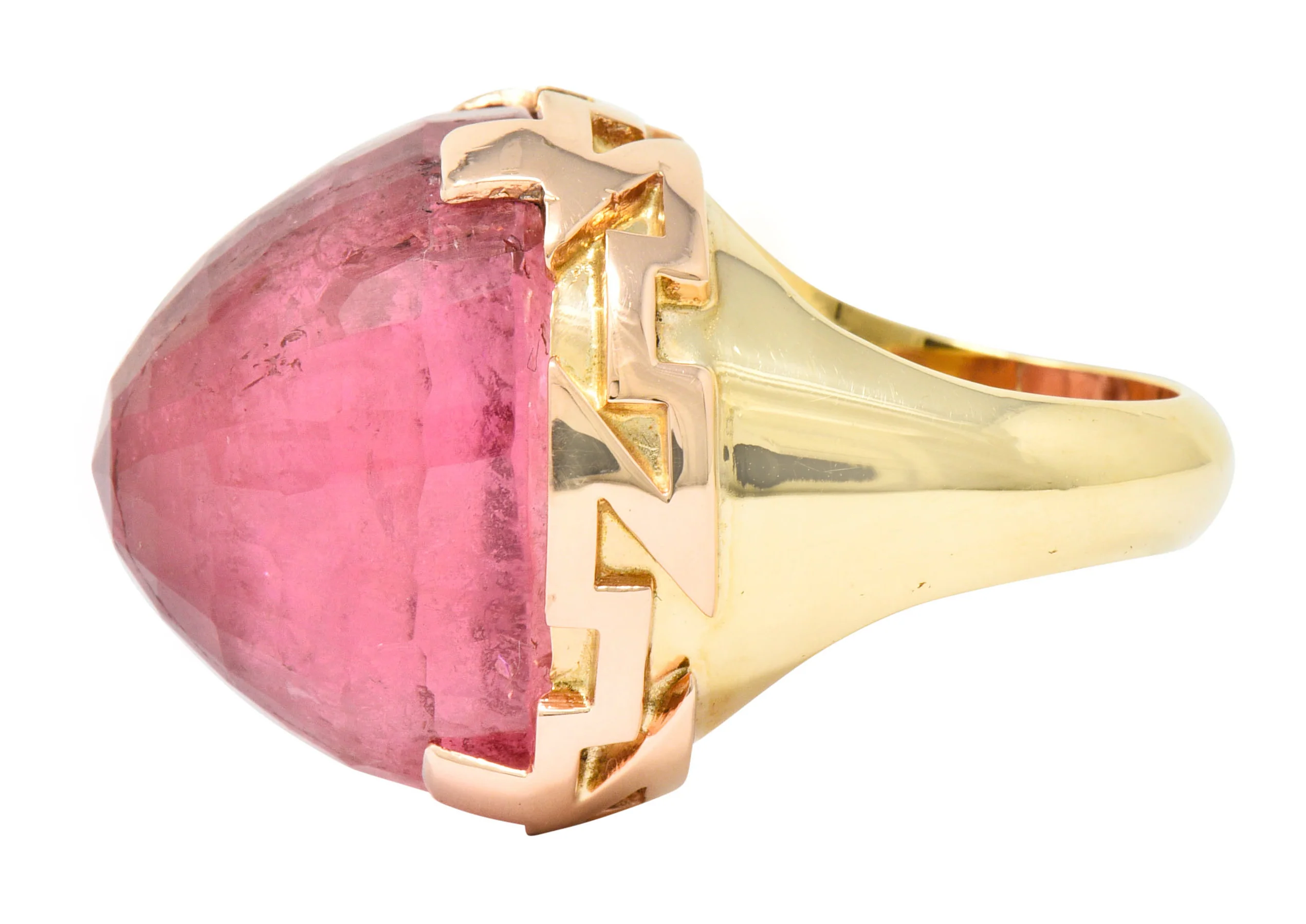 Large SeidenGang Pink Tourmaline 14 Karat Gold Cocktail Ring - Image 6