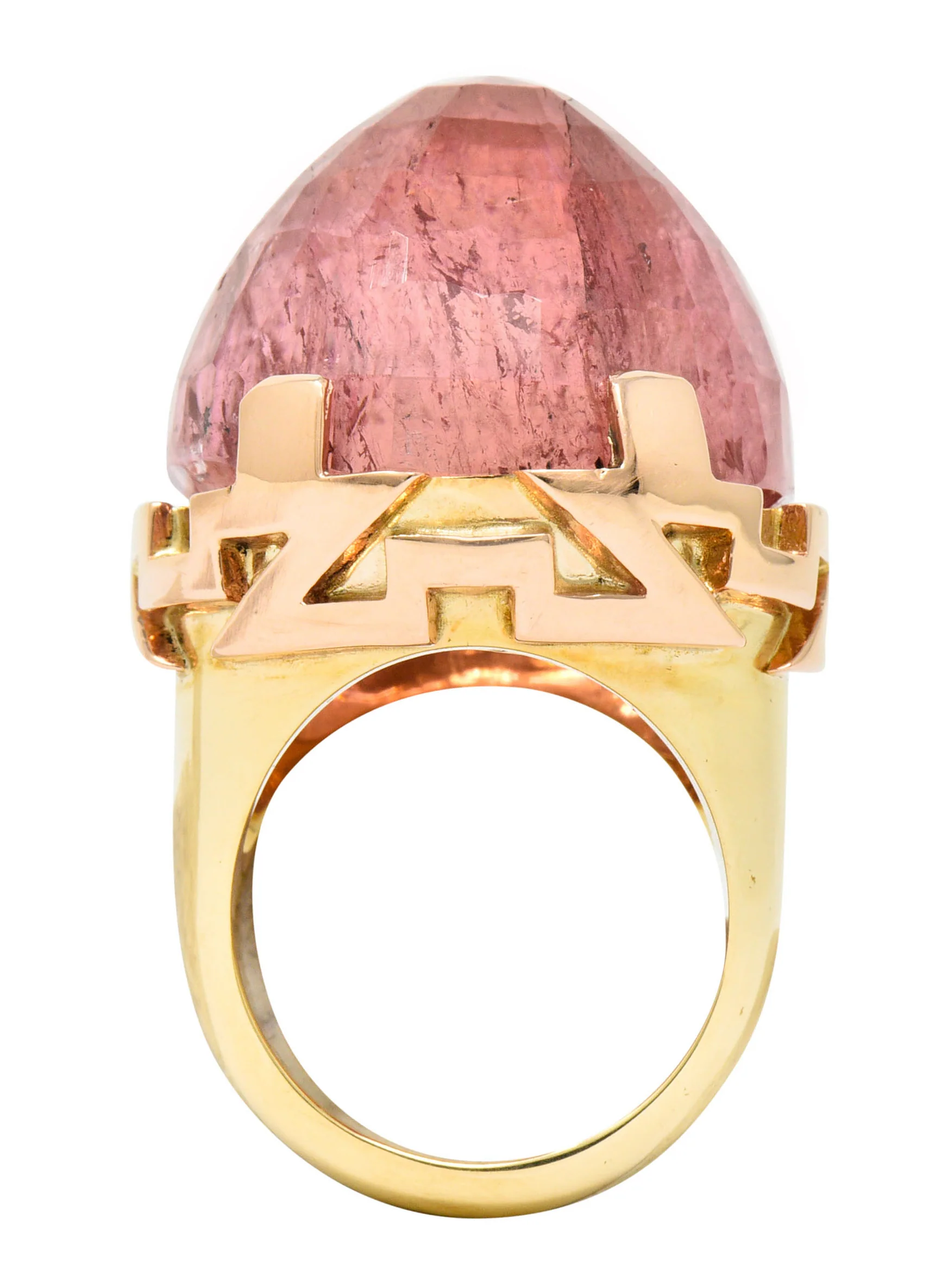 Large SeidenGang Pink Tourmaline 14 Karat Gold Cocktail Ring - Image 8