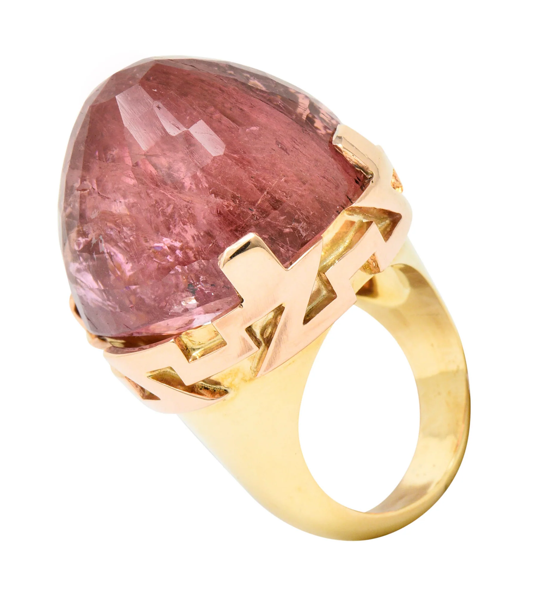 Large SeidenGang Pink Tourmaline 14 Karat Gold Cocktail Ring - Image 9
